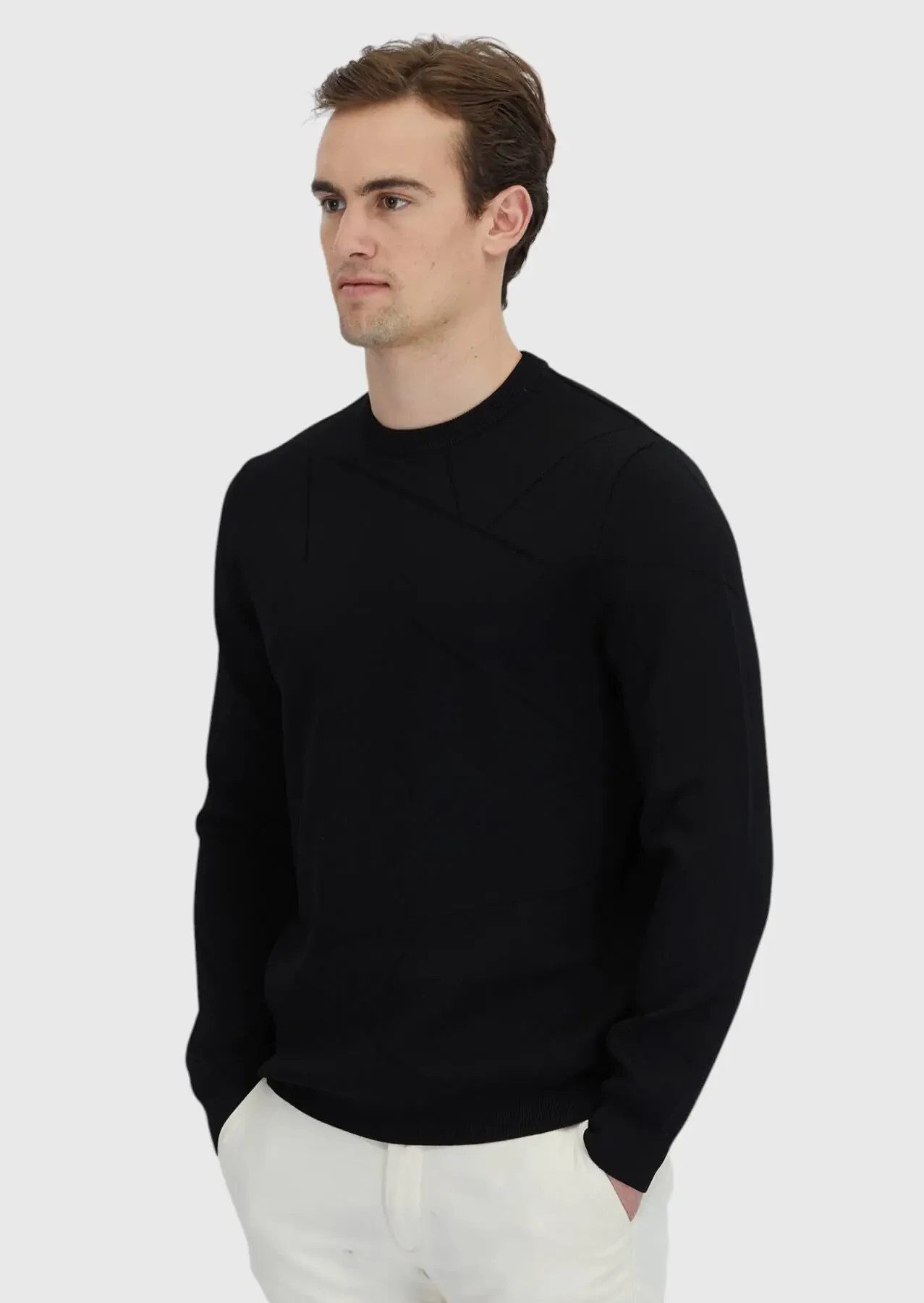RAMSEY Longpullover Schwarzes Strick-Sweatshirt