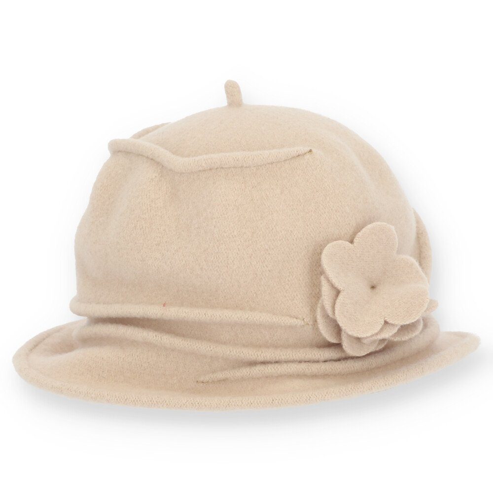 halsüberkopf Accessoires Filzhut Kappe Hut aus 100% Wolle mit Blumenapplikationen