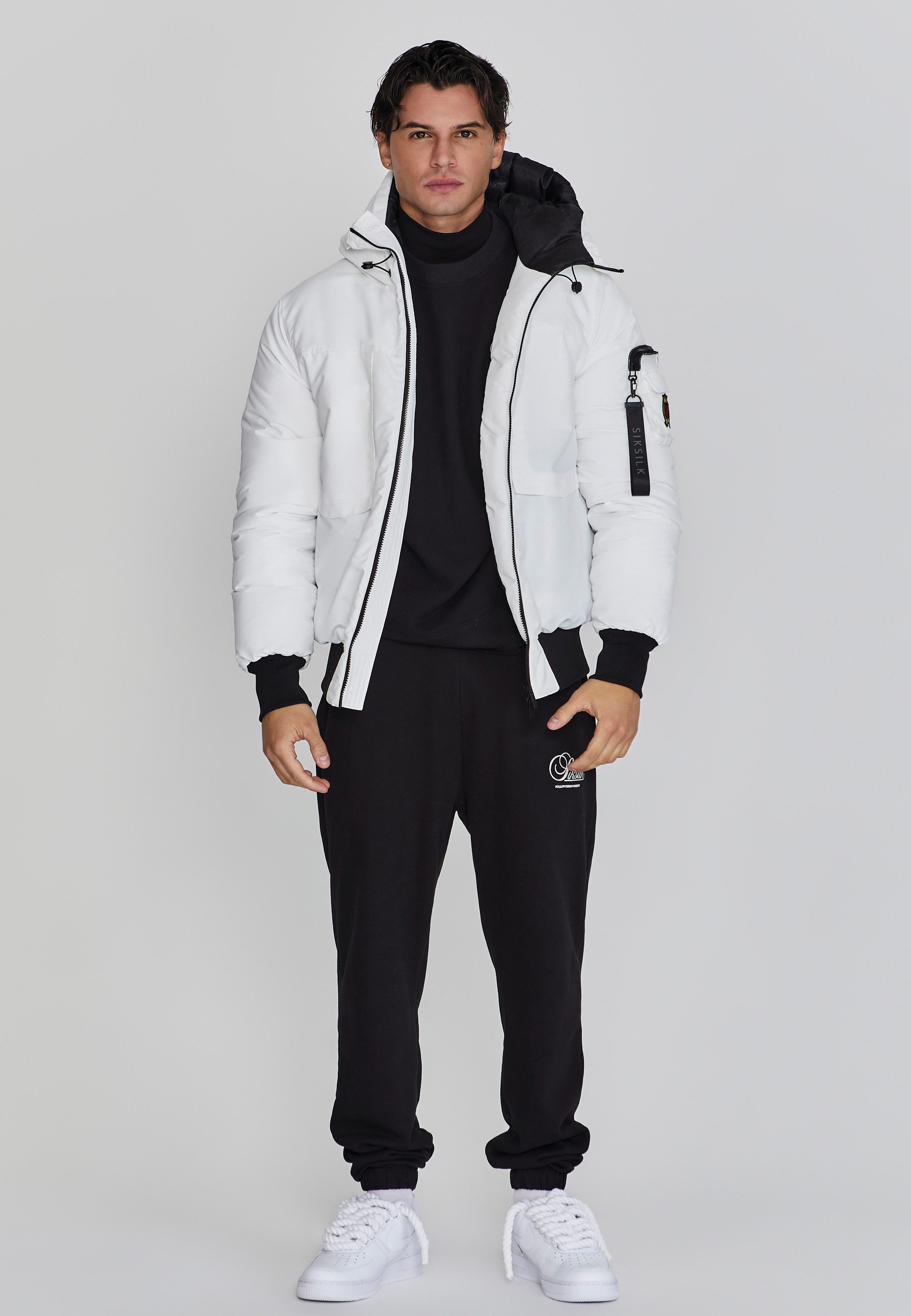 Siksilk Bomberjacke SikSilk Herren Weiße Bomberjacke günstig online kaufen