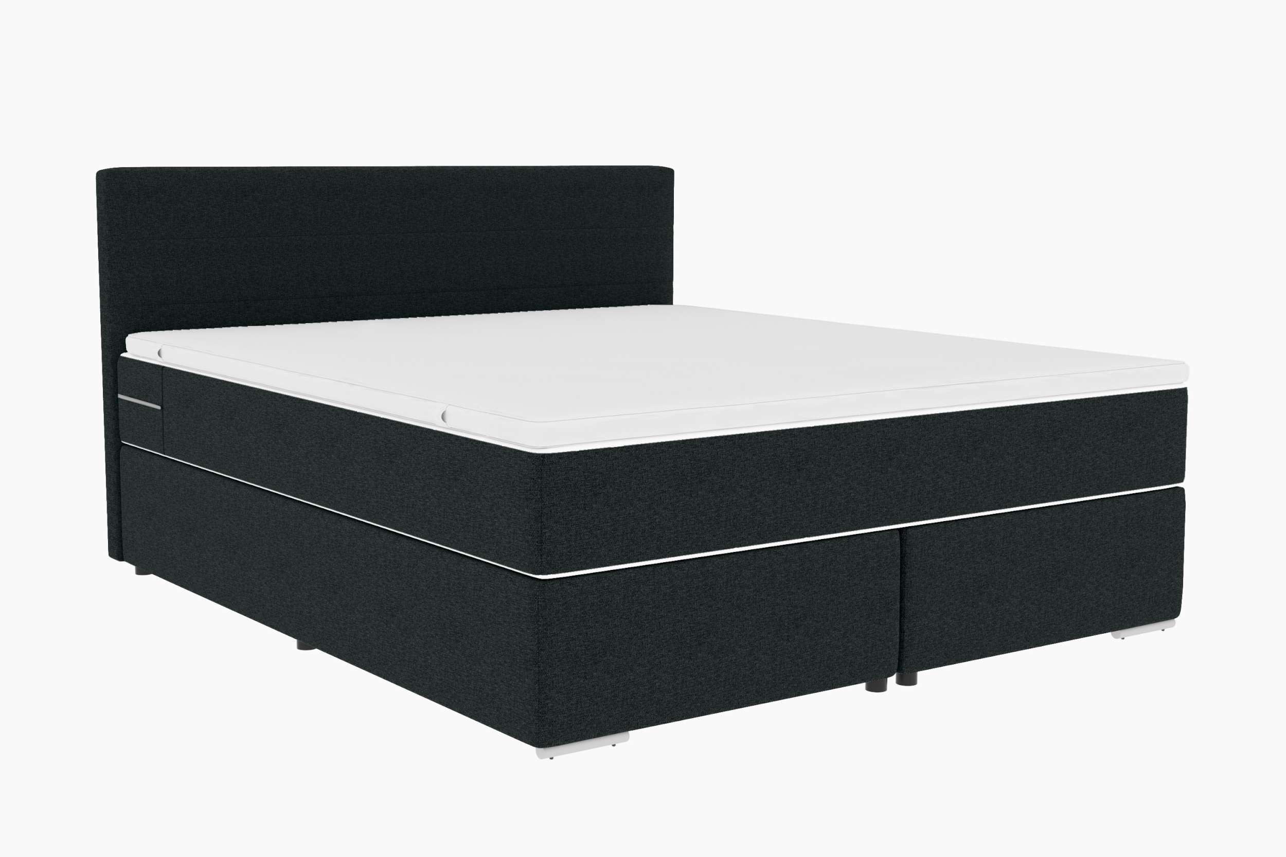 Sofa Dreams Boxspringbett Boxspringbett Valerio Webstoff, Webstoff, anthrazit, 140x200 cm (Schlafzimmerbett, Bett), MALMO_NEW