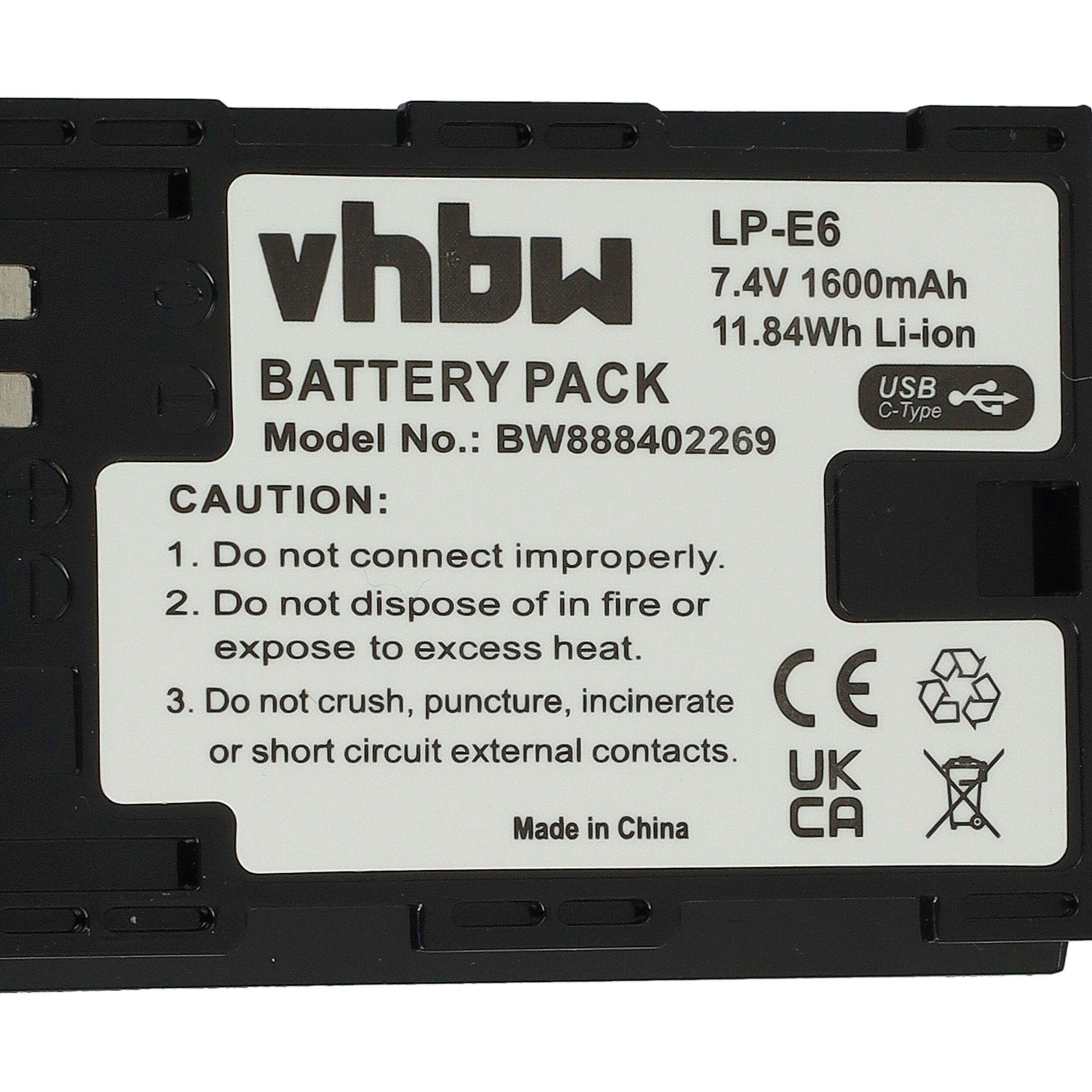 Batteriegriff Kamera-Akku BG-E14 kompatibel BG-E6, BG-E13, BG-9, Li-Ion vhbw mit (7,4 Canon V) mAh BG-E7, 1600