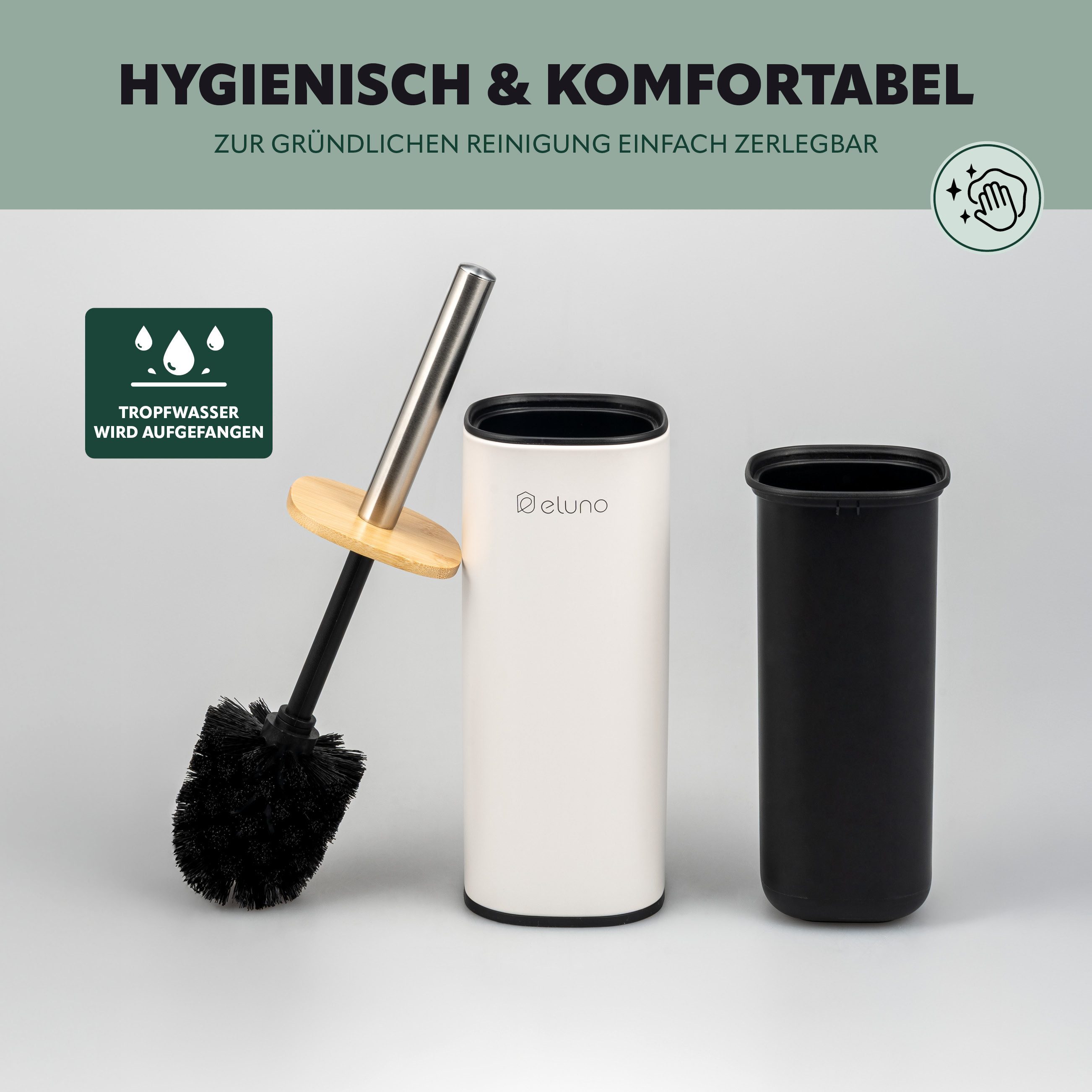 eluno Badaccessoire-Set Badezimmerset aus Metall und Bambus, 2 tlg. – Bild 4 von 5
