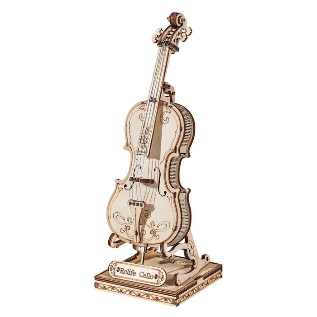 Robotime 3D-Puzzle Rolife 3D Holzpuzzle Violoncello 58 Teile, Puzzleteile