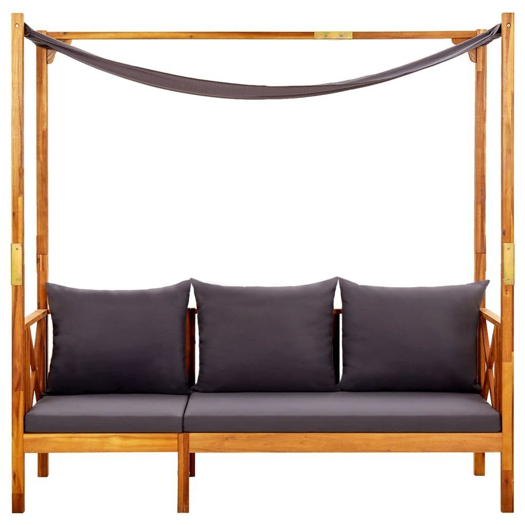 furnicato Gartenbank 3-Sitzer mit Sonnendach aus Echtholz, 179x66x180 cm, Bequeme Sitzbank mit dicken Polstern und pflegeleichtem Ölfinish
