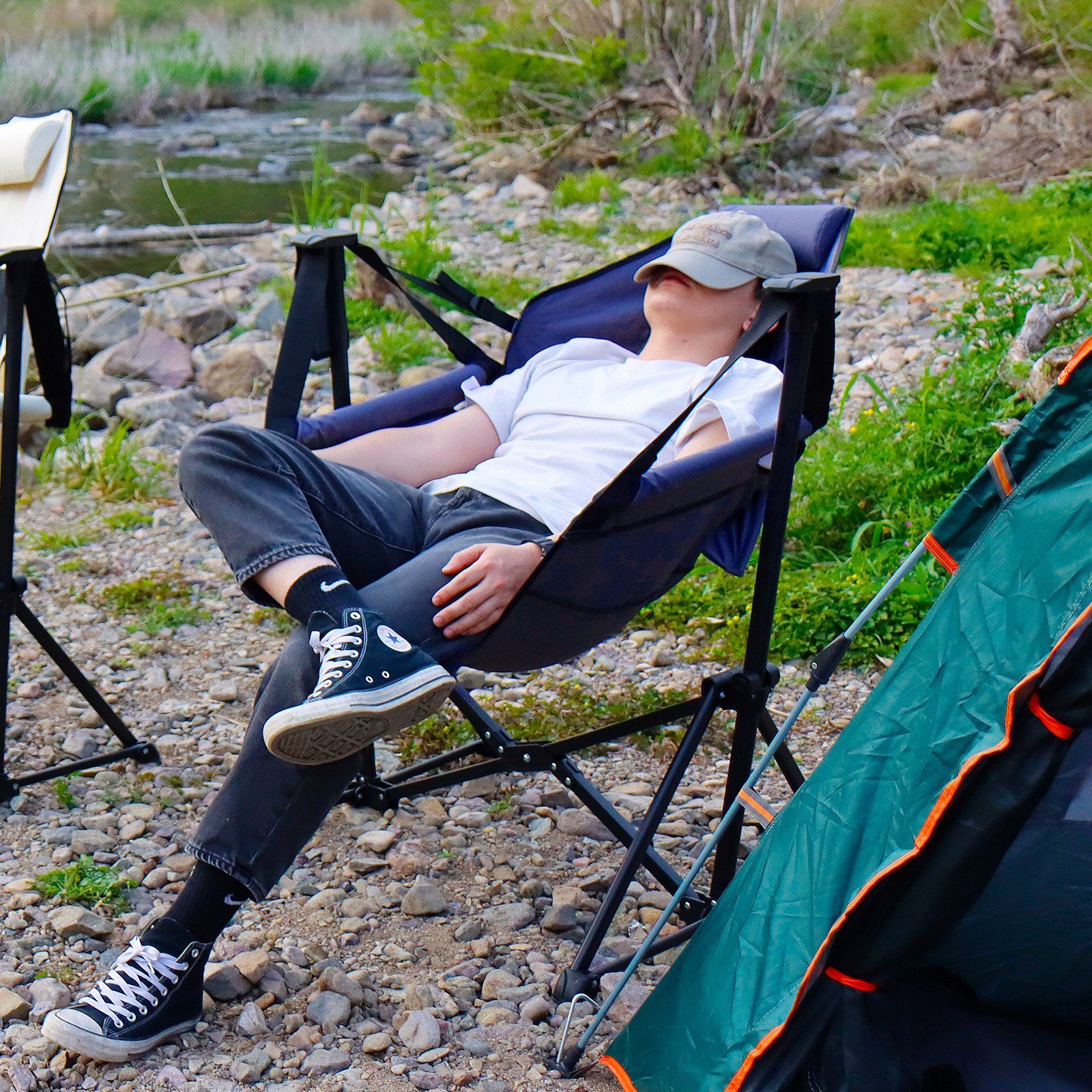 CCLIFE Schaukelstuhl Schaukelstuhl Campingstuhl Gartenstuhl Faltbar günstig online kaufen