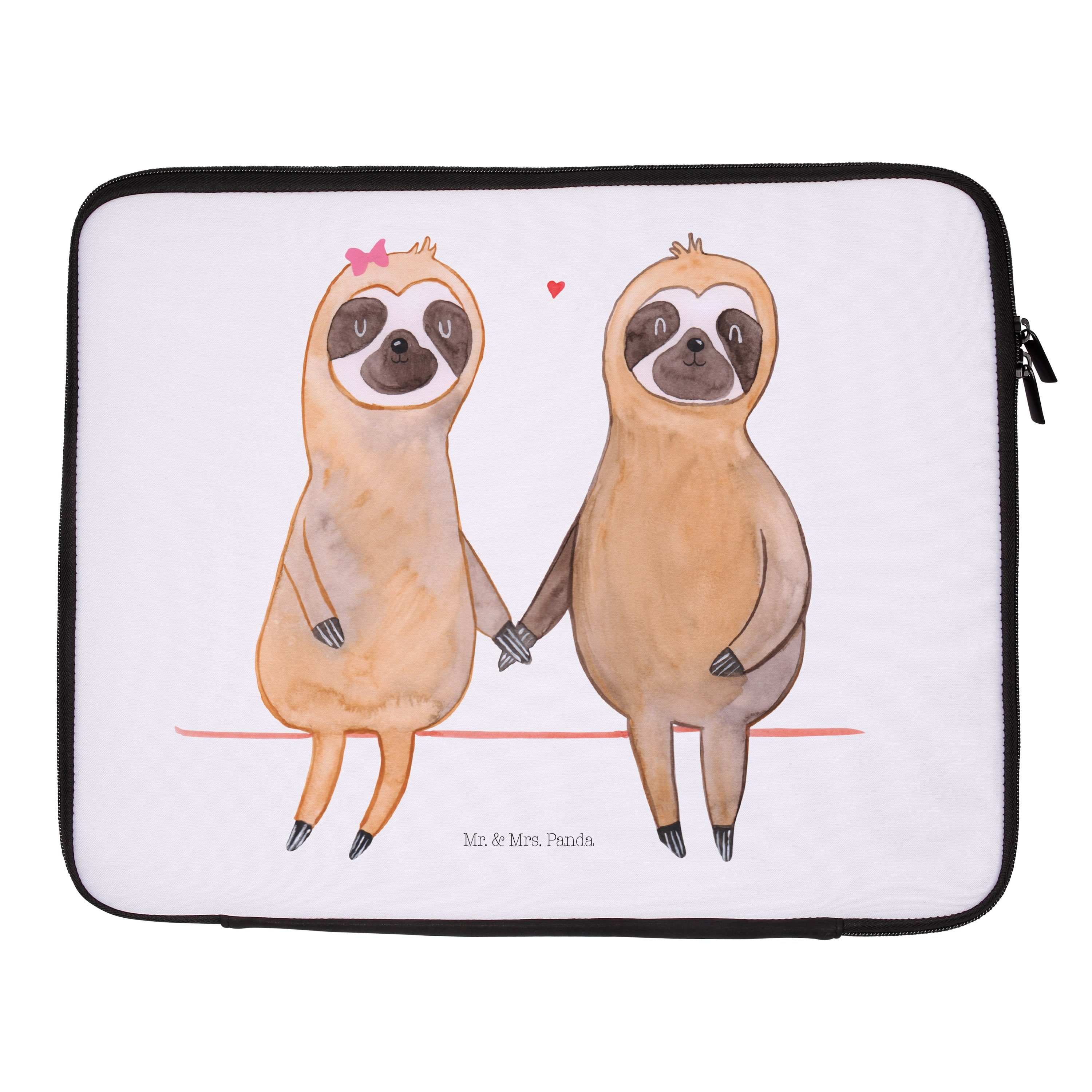 Mr. & Mrs. Panda Laptop-Hülle 27 x 36 cm Faultier Pärchen - Weiß - Geschenk, Notebook Schutz, Langs, Strapazierfähig