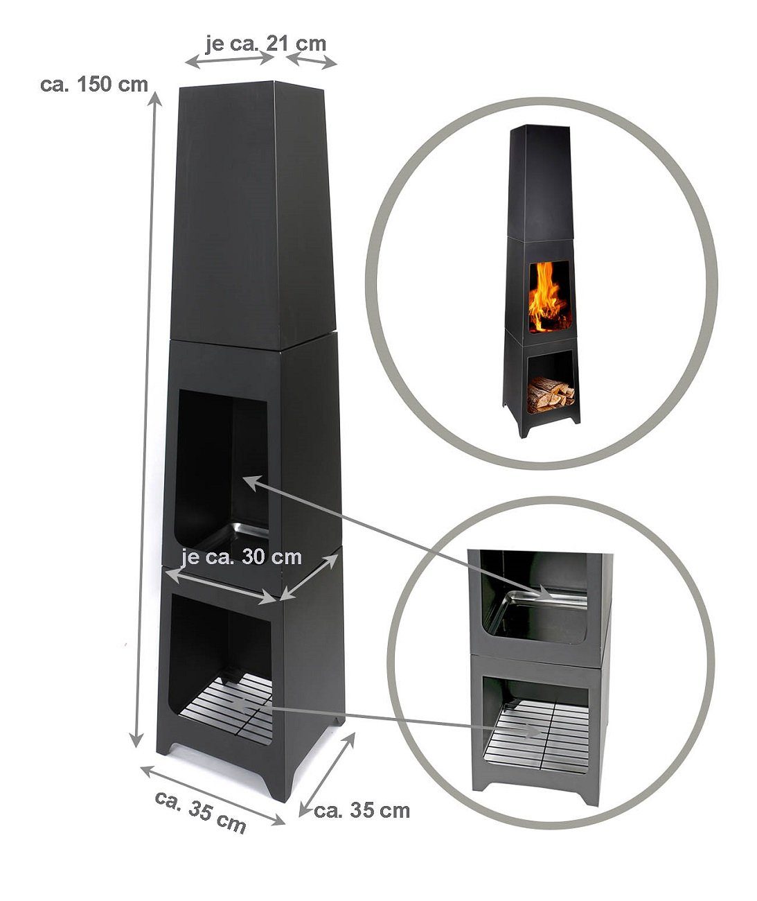 Bubble-Store Feuerkorb Terrassenofen, (Gartenkamin mit Holzlager), günstig online kaufen