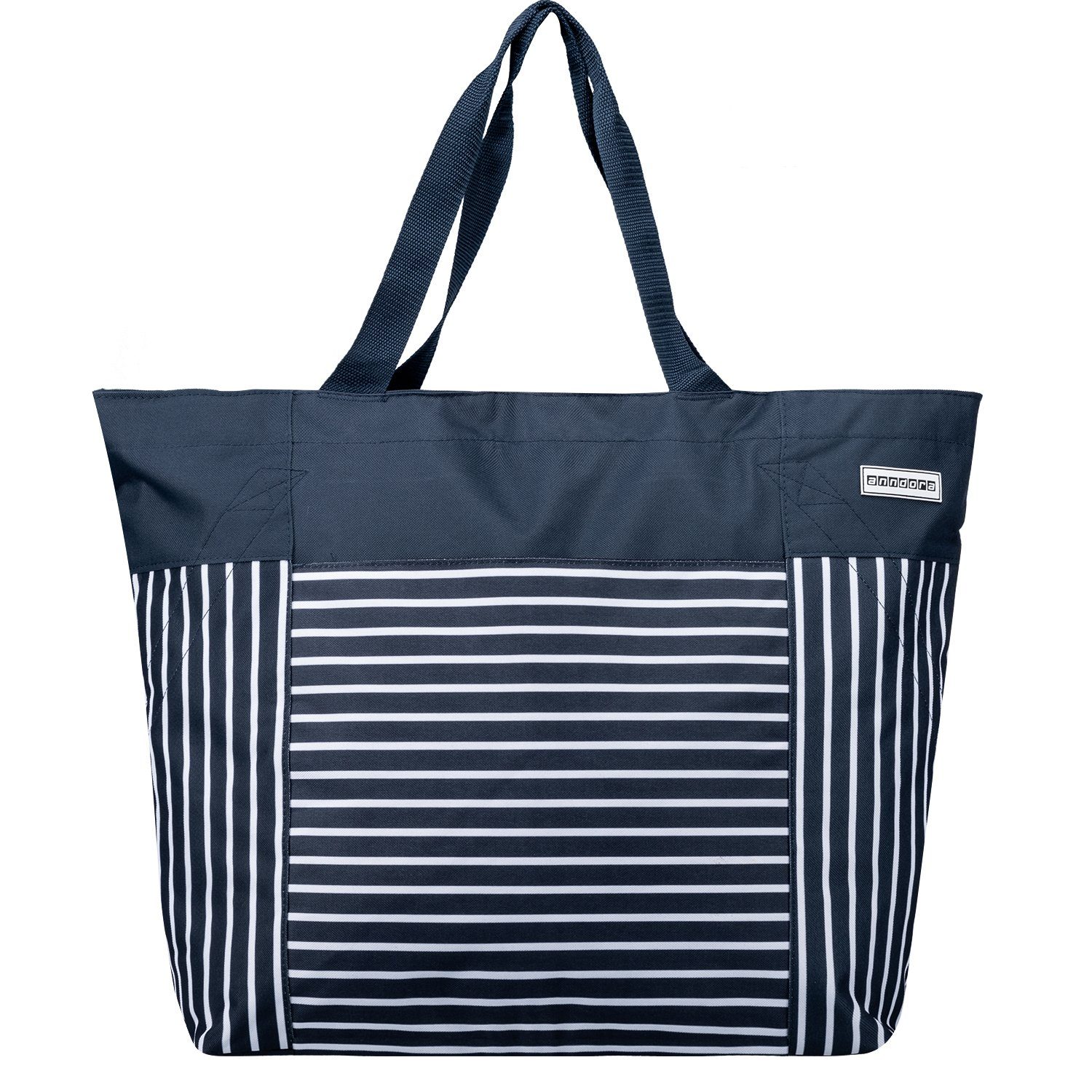 anndora XL-Strandtasche Schultertasche Freizeittasche 40 Liter, Geräumig – Stabil – Mit Reißverschluss – Innen- & Außenfach