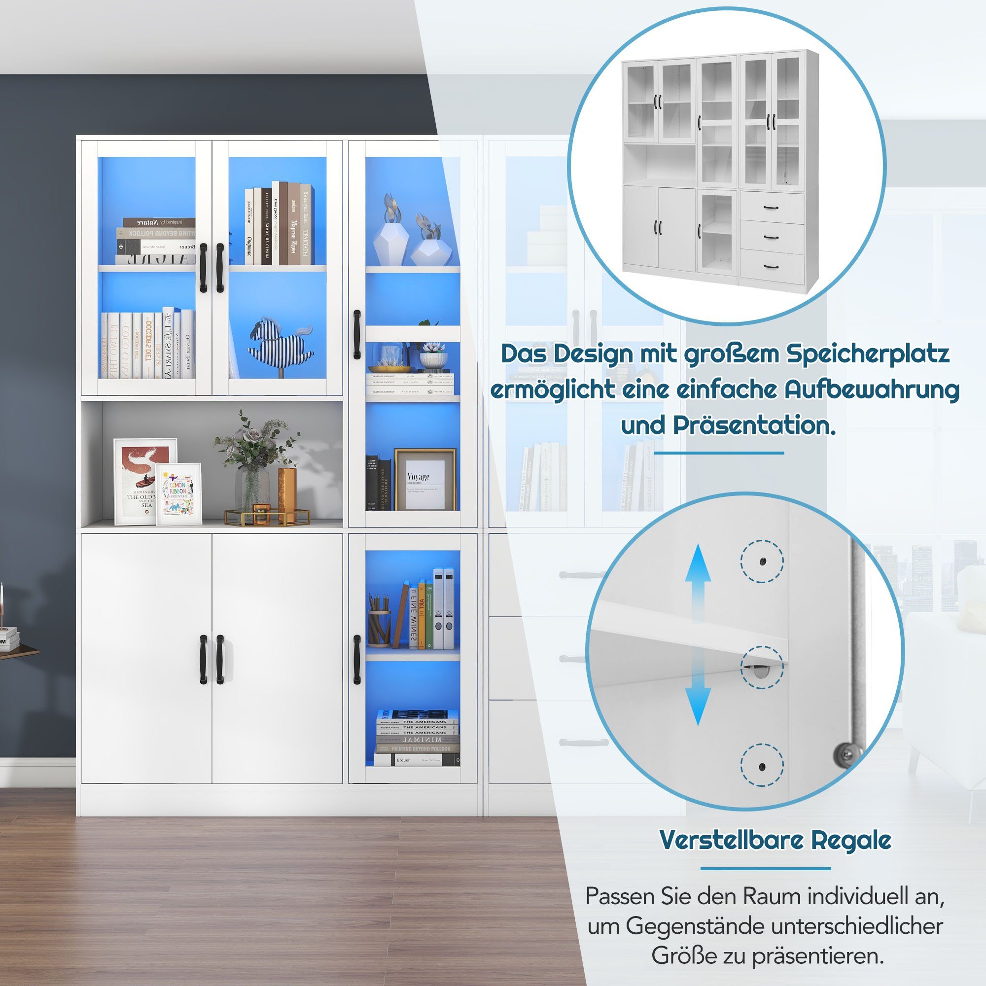 Merax Vitrine mit Acryltüren und Metallgriffe (1-St) Standvitrine mit Einle günstig online kaufen