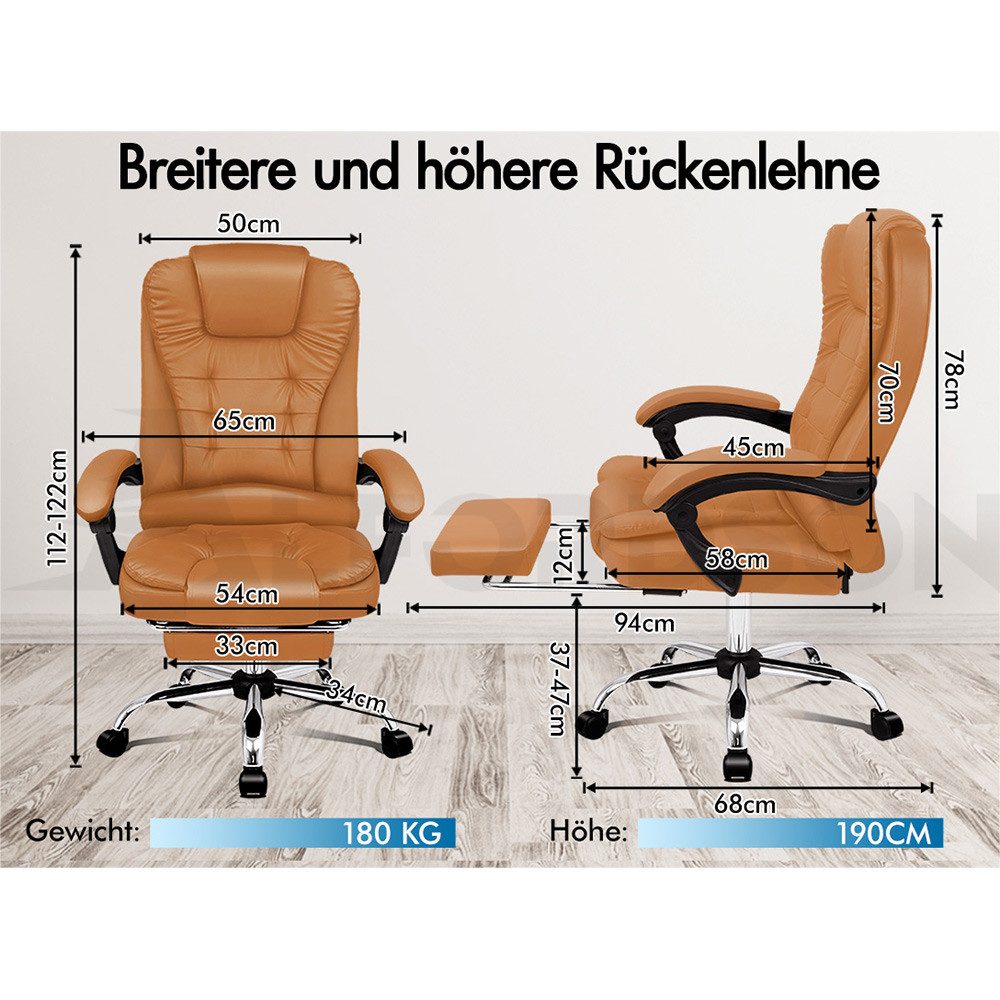 ALFORDSON Bürostuhl 8-Punkt-Massage-Vibration, Höhenverstellbarer Chefsesse günstig online kaufen