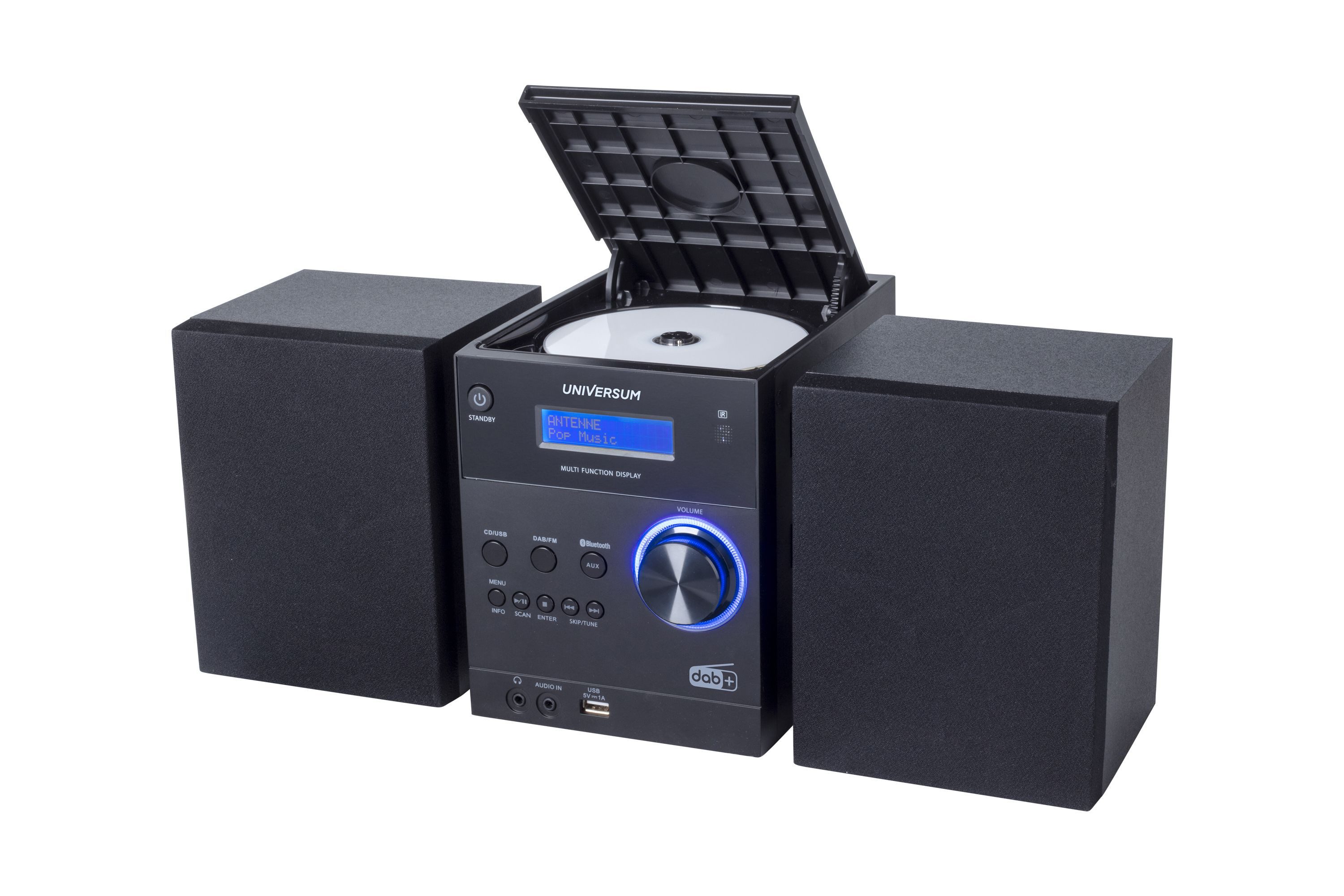 Universum MS 300 black Kompaktanlage (Stereoanlage mit CD, DAB+, UKW Radio, Bluetooth, AUX In und USB)