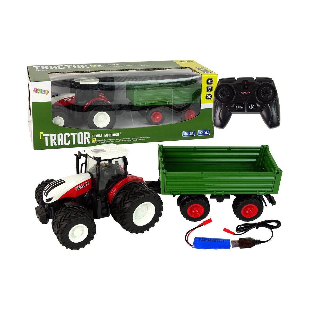 Wisam Spielzeug-Traktor RC Traktor mit Anhänger 1:24 Rot Grün