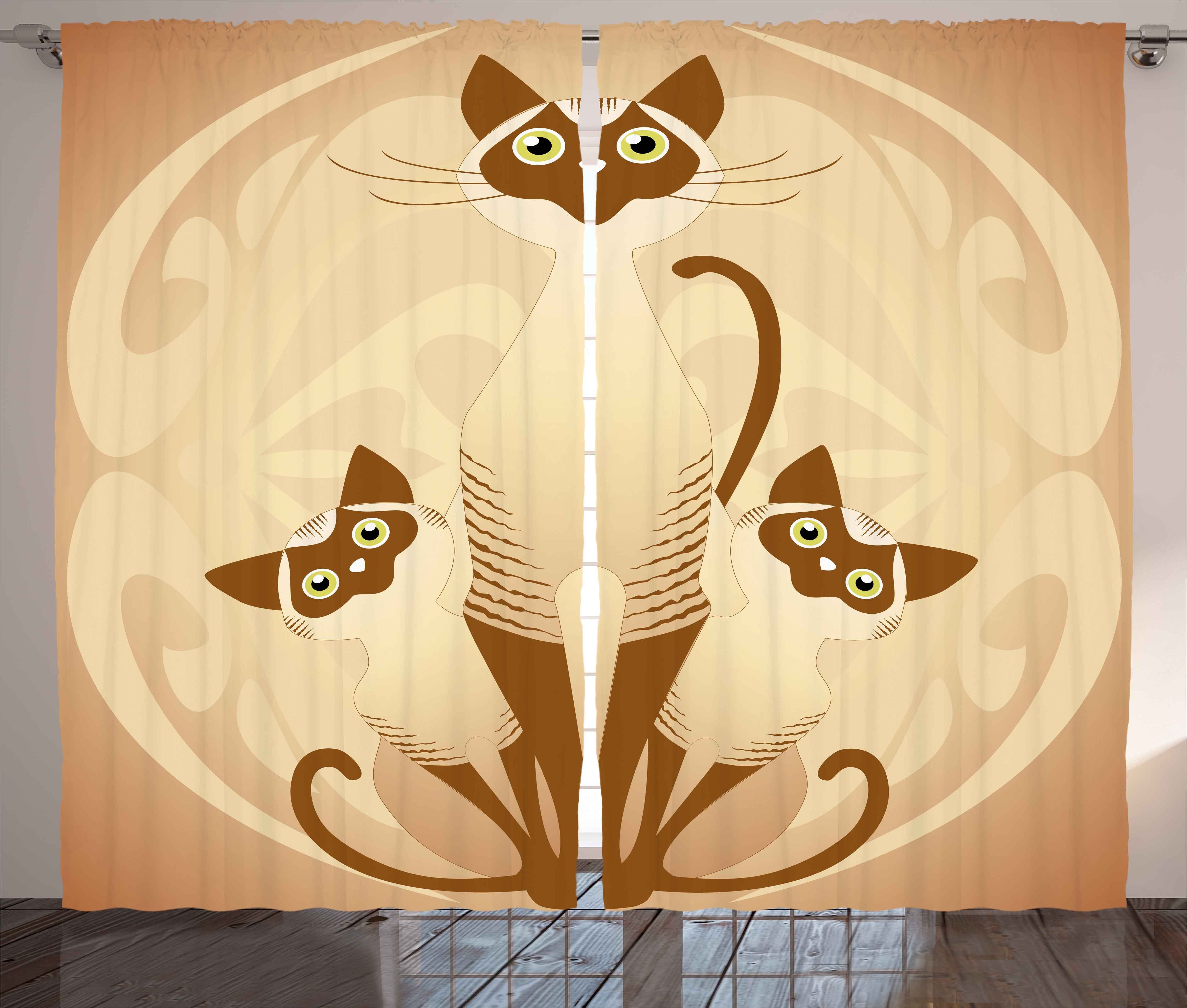 Kräuselband Katzen siamesische Schlaufen Abakuhaus, Haken, Tier mit Gardine Vorhang und Schlafzimmer 3