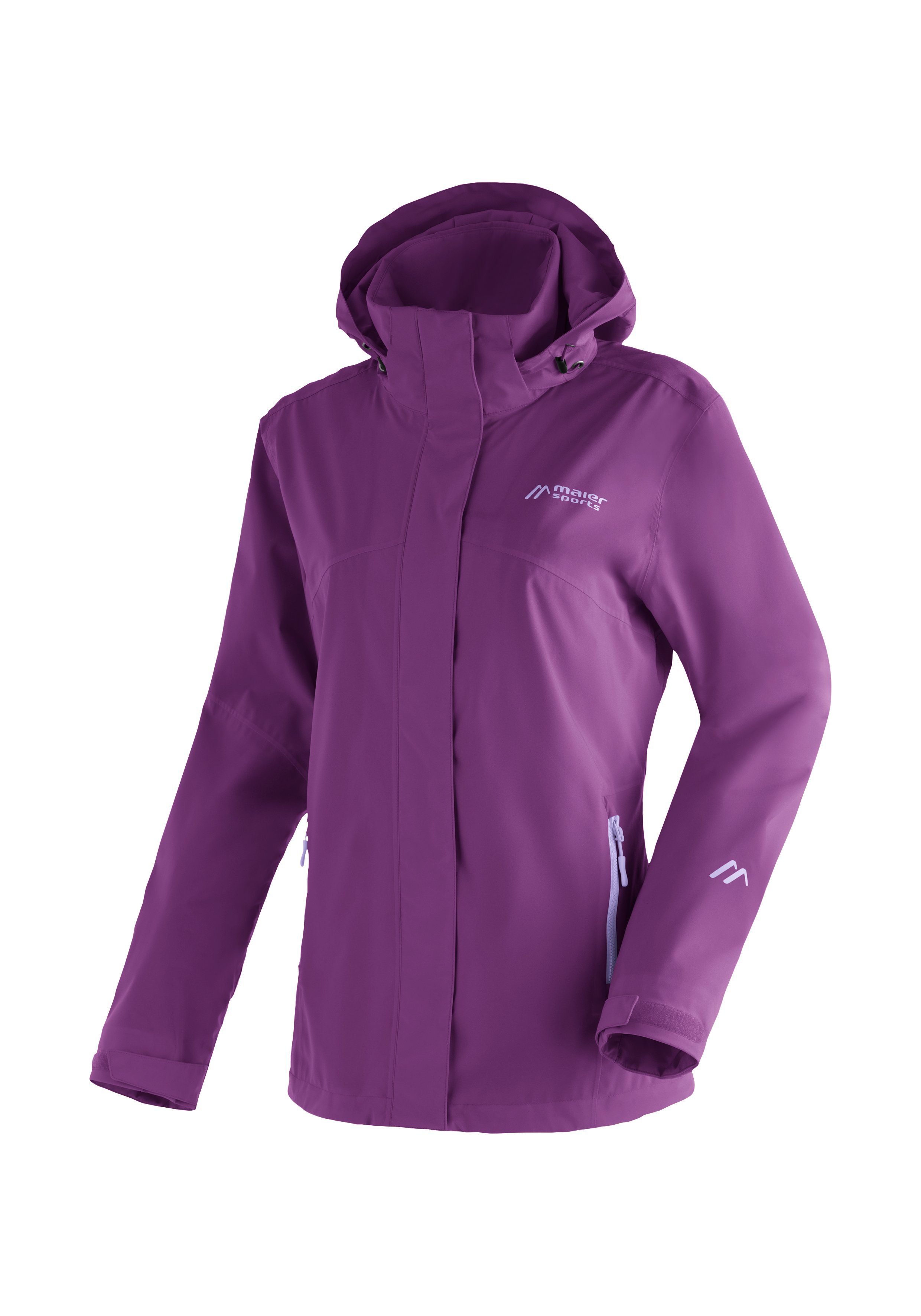 Maier Sports Outdoorjacke Metor rec W Damen Regenjacke mit Kapuze, wasserdicht und winddicht purpurviolett