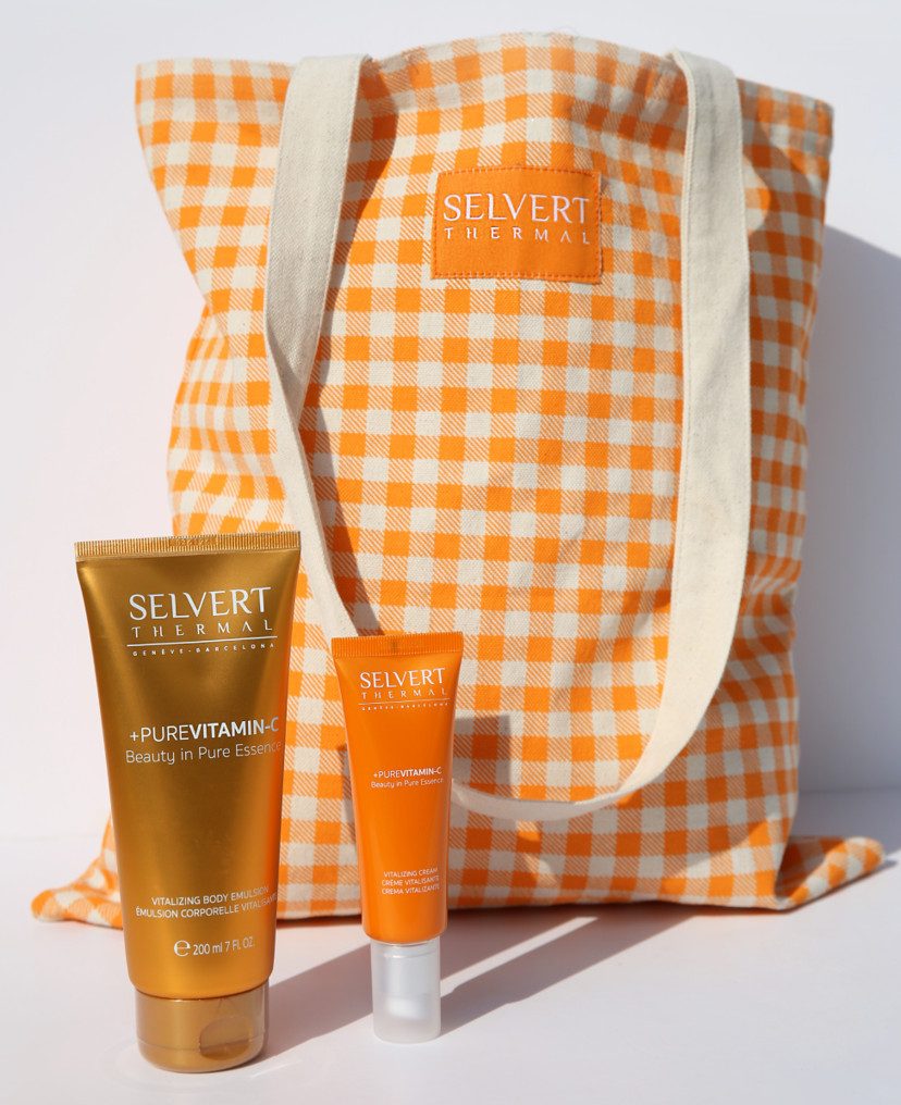 Selvert Thermal Pflege-Set PURE VITAMIN C Tasche, Tägliche Antioxidantien-Therapie