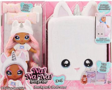 MGA ENTERTAINMENT Puppenmöbel 3in1 Backpack Bedroom Unicorn - Whitney Sparkles, Na! Na! Na! Surprise