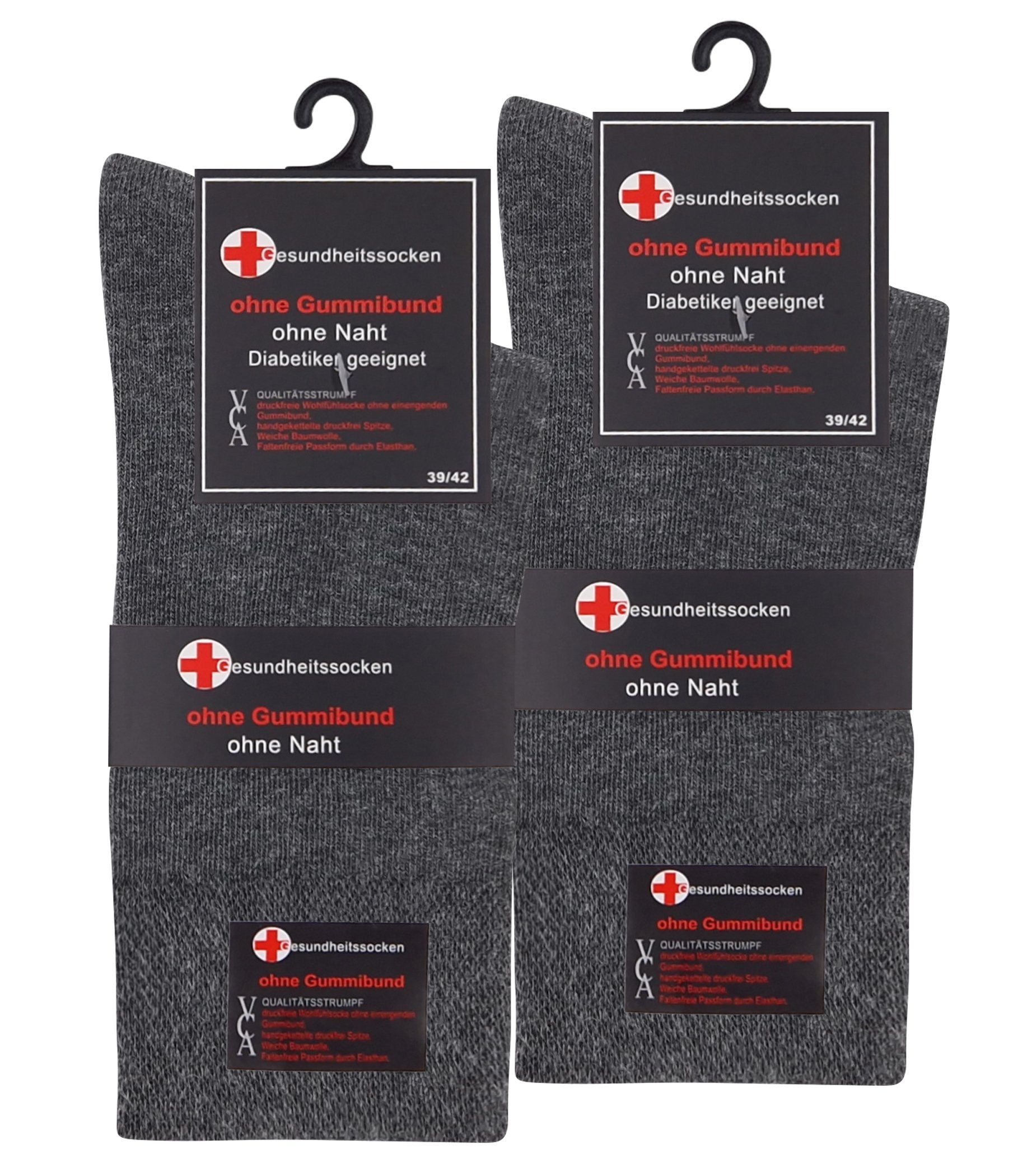 Baumwollqualität Basicsocken anthrazit Cotton (6-Paar) weiche Gummibund Prime® ohne