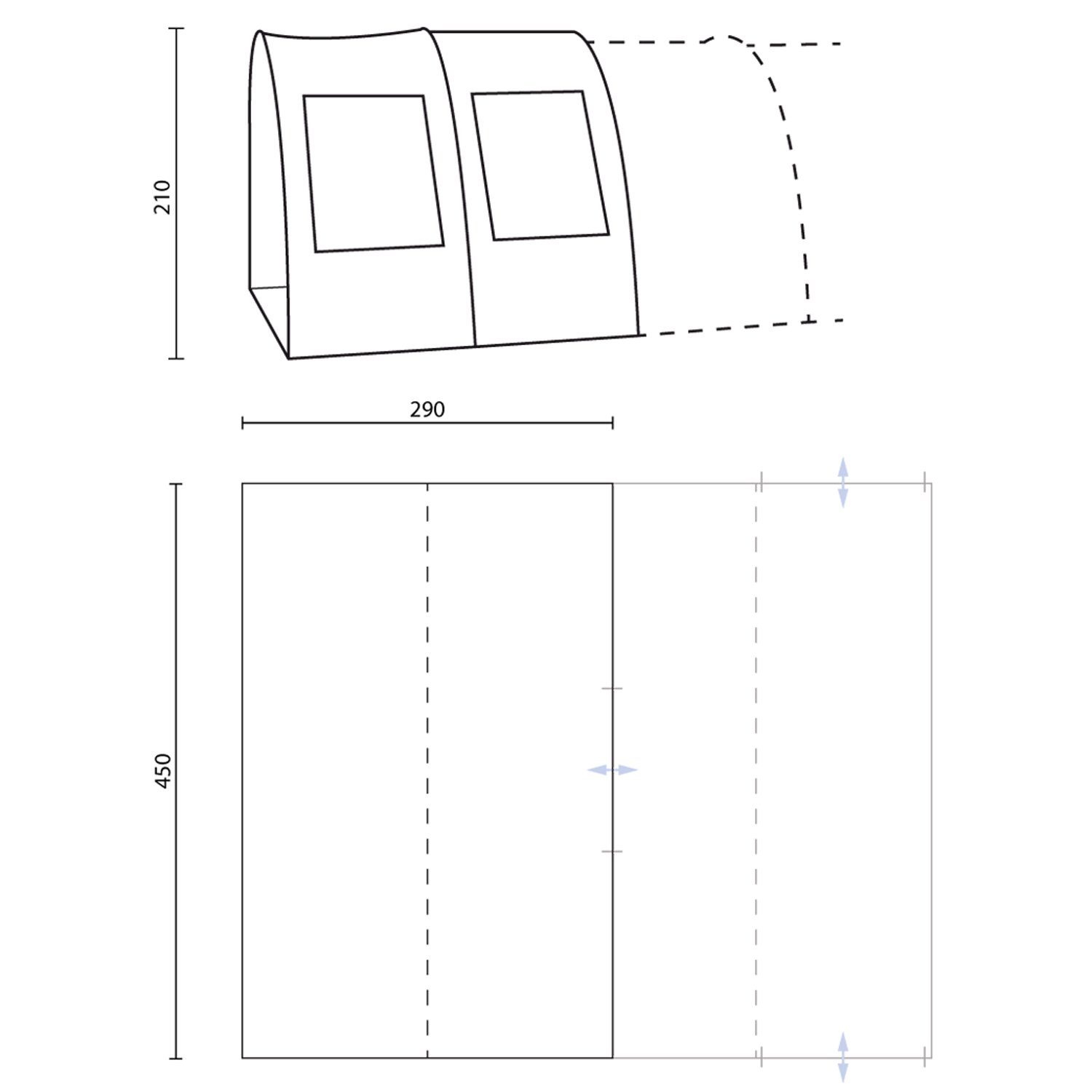 Skandika Vorzelt 6, Seitenfenster mm Grau/Orange Wassersäule, Große Wetterschutz, 450x290x210cm, Gotland 5000 Canopy