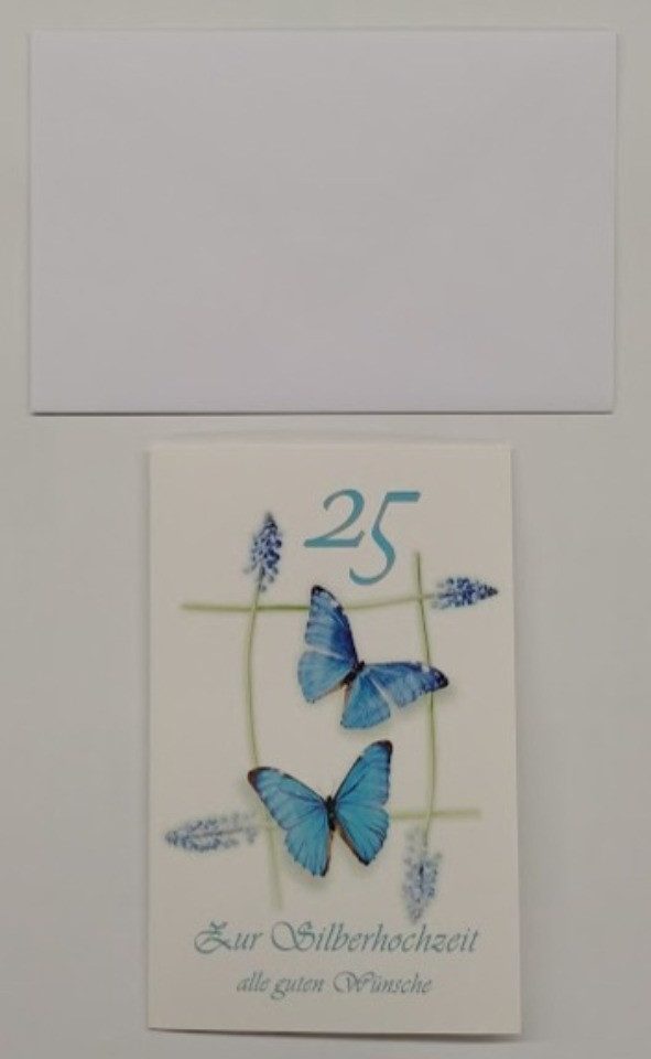 LYSCO Grußkarten 10 Glückwunschkarten Silberhochzeit 25 Jahre Ehe + DIN A6 Umschlag, Ehe Karte Geschenk Hochzeitstag Feier, 4seitig - klappbar