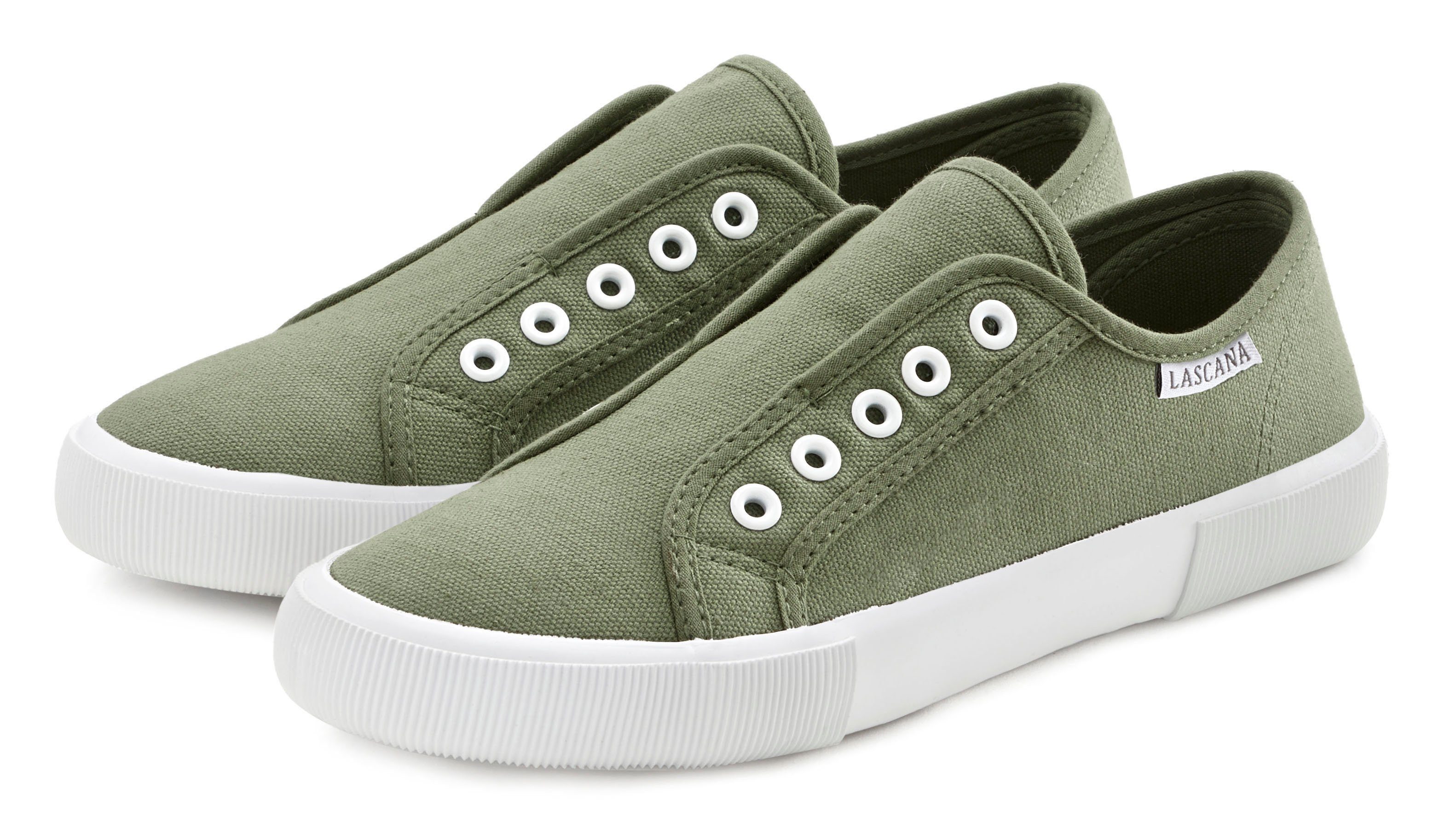 LASCANA Slip-On-Sneaker, Sneaker Slipper, Halbschuh bequem zum Reinschlüpfen VEGAN