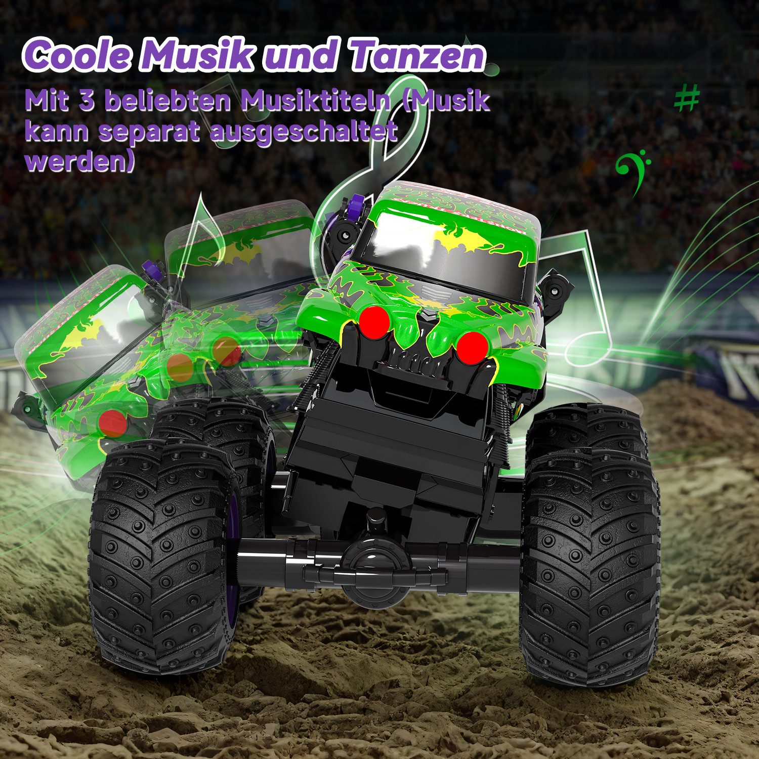 Esun RC-Auto Monstertruck Ferngesteuert, 20KM/H Tomb Digger Monster Truck mit Licht (1/20 RC Monstertruck mit 100MIN, Cool Geschenk 3 4 6 8 Jahre Junge), 1/20 RC Monstertruck mit 100MIN, Cool Geschenk 4WD