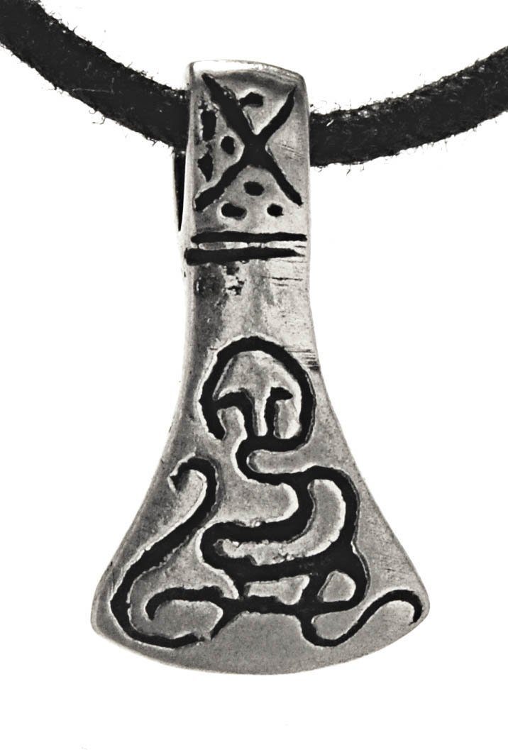 Kiss of Leather Kettenanhänger Axt Wikingeraxt 925 Silber Anhänger Band Wikinger beidseitig verziert