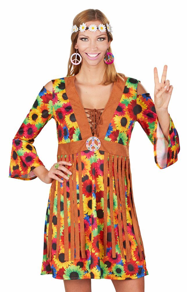 andrea-moden Kostüm Hippie Damen Kostümkleid 'Sunny' mit Fransen