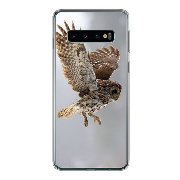MuchoWow Handyhülle Fliegender Waldkauz Phone Case Handyhülle Samsung Galaxy S10 Silikon Schutzhülle