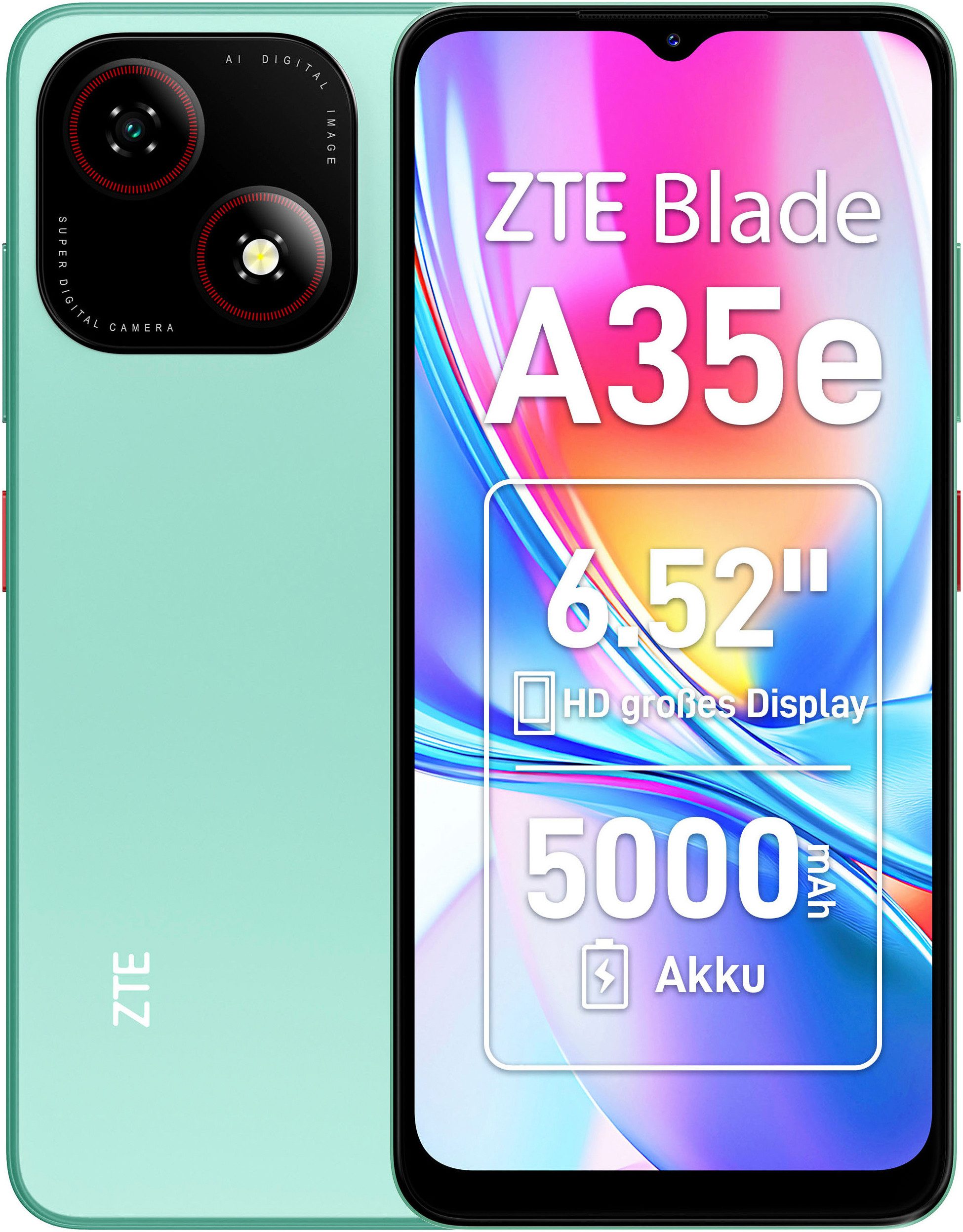ZTE Blade A35e Smartphone (16,56 cm/6,52 Zoll, 64 GB Speicherplatz, 8 MP Kamera)
