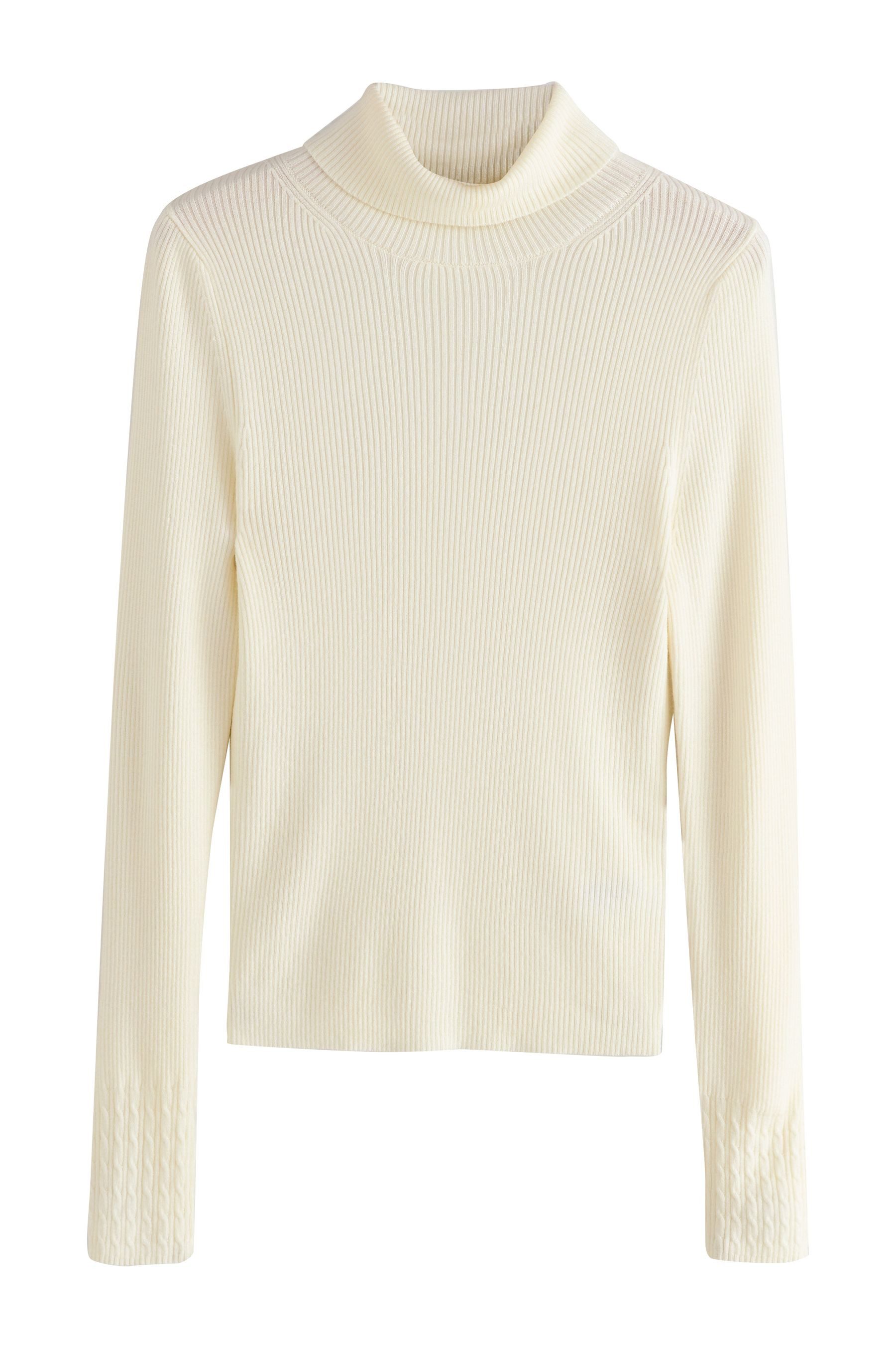 Next Strickpullover Gerippter Rollkragenpullover mit Wollanteil (1-tlg) günstig online kaufen