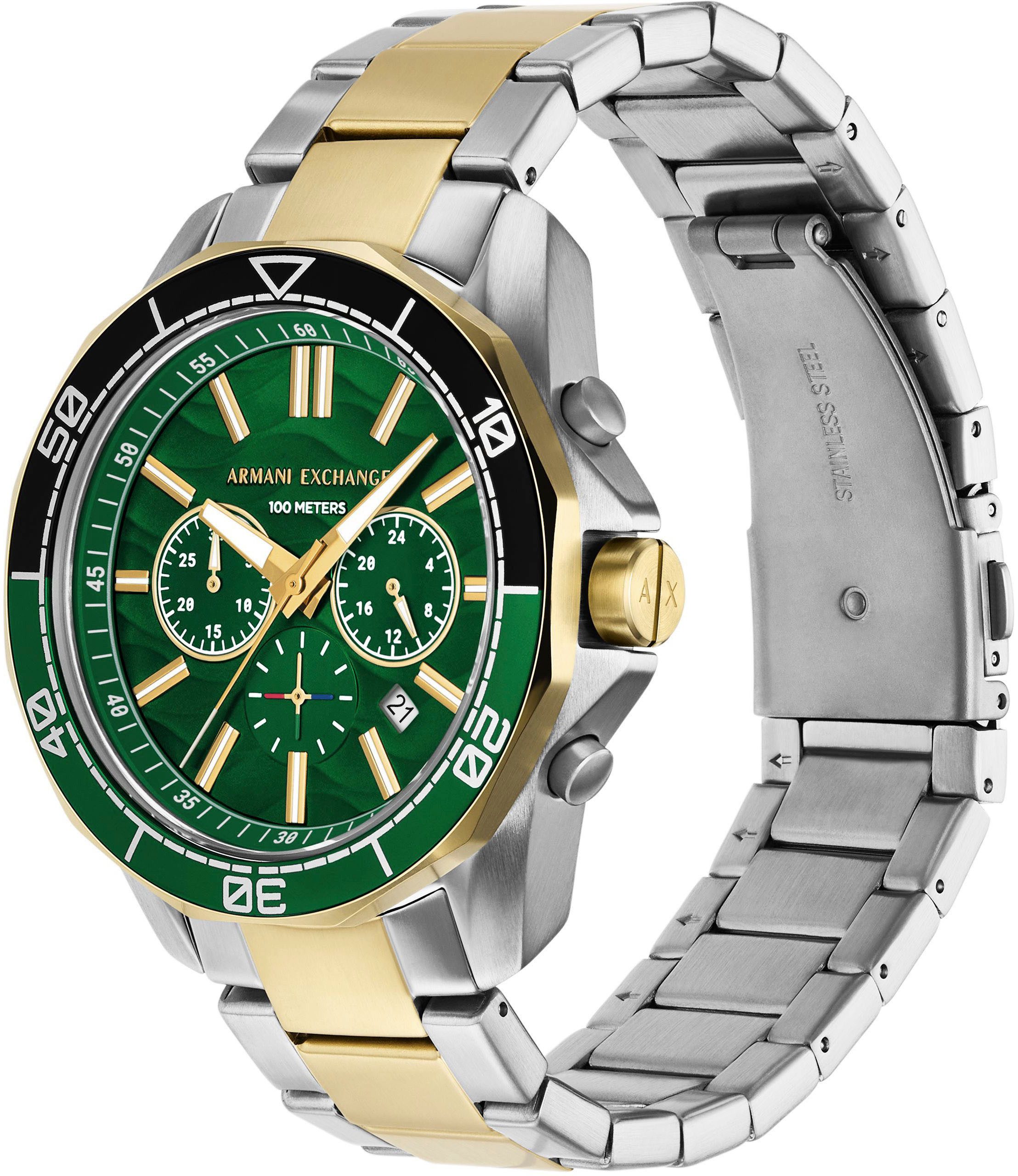 ARMANI EXCHANGE Chronograph AX1966, Quarzuhr, Armbanduhr, Herrenuhr, Edelstahlarmband, analog, Tag