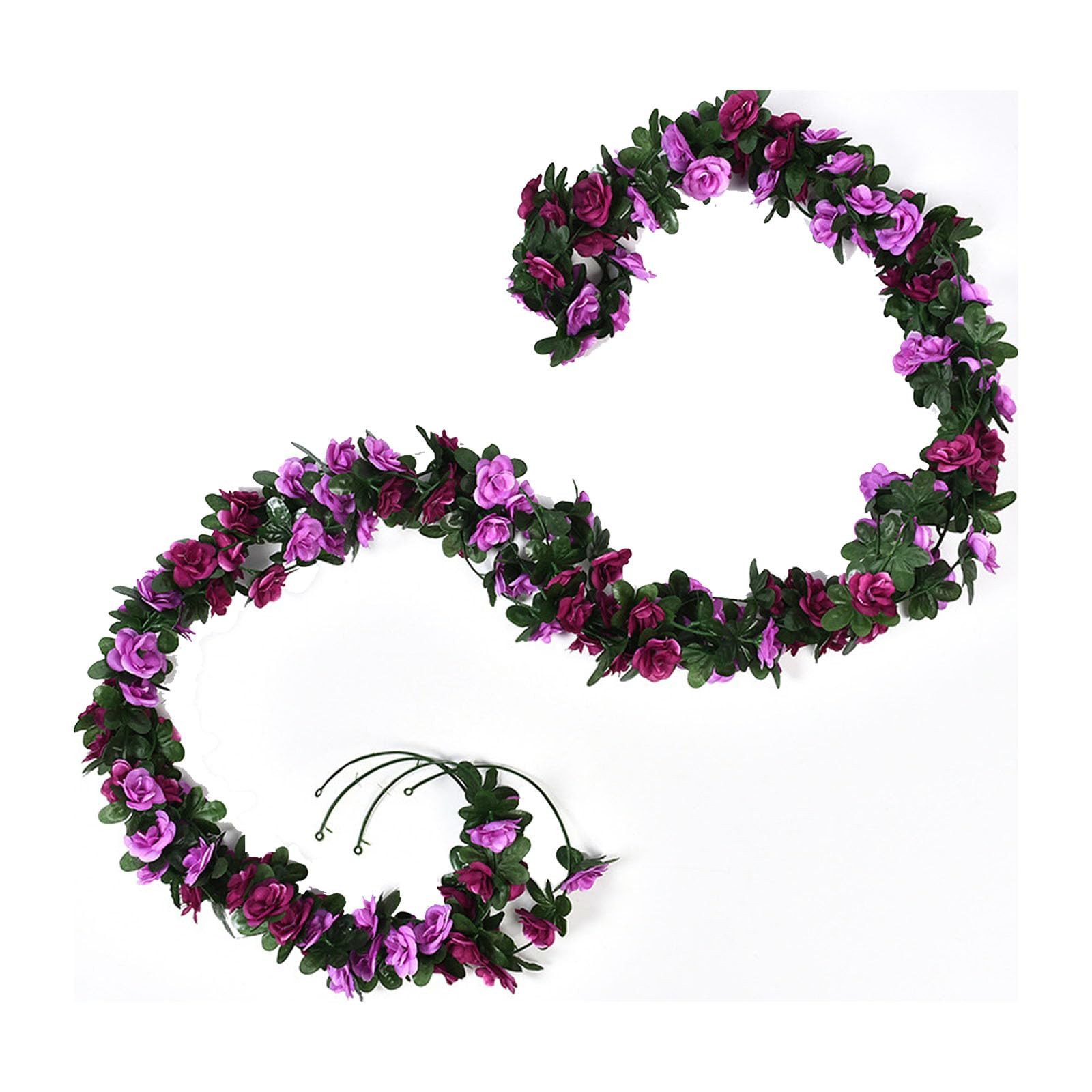 Kunstblumenstrauß 4 künstliche Rosengirlanden mit grünen Blättern, Agger, Künstliche Hängepflanzen mit Blüten