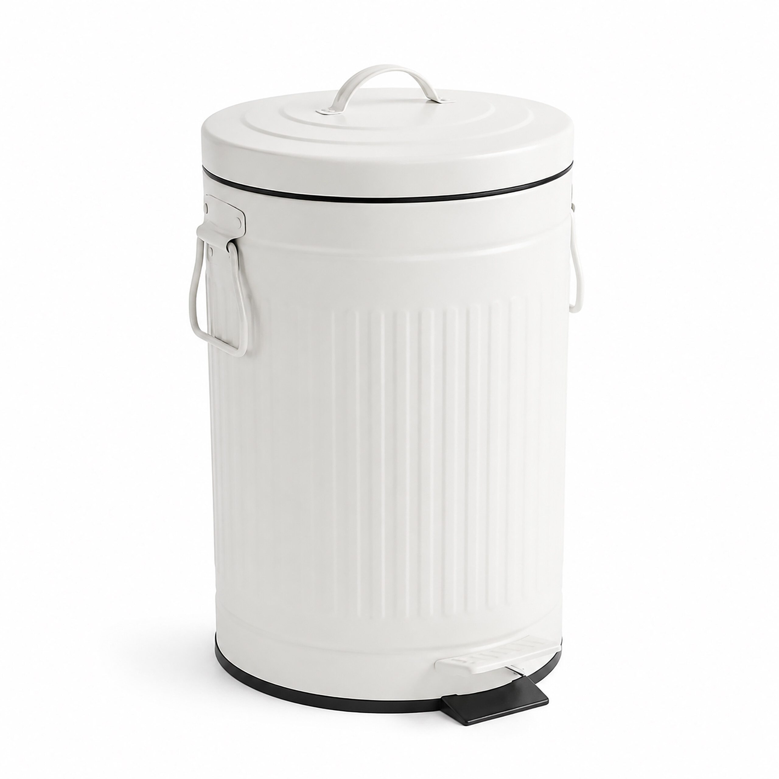 relaxdays Mülleimer Retro Mülleimer 12 Liter, weiß