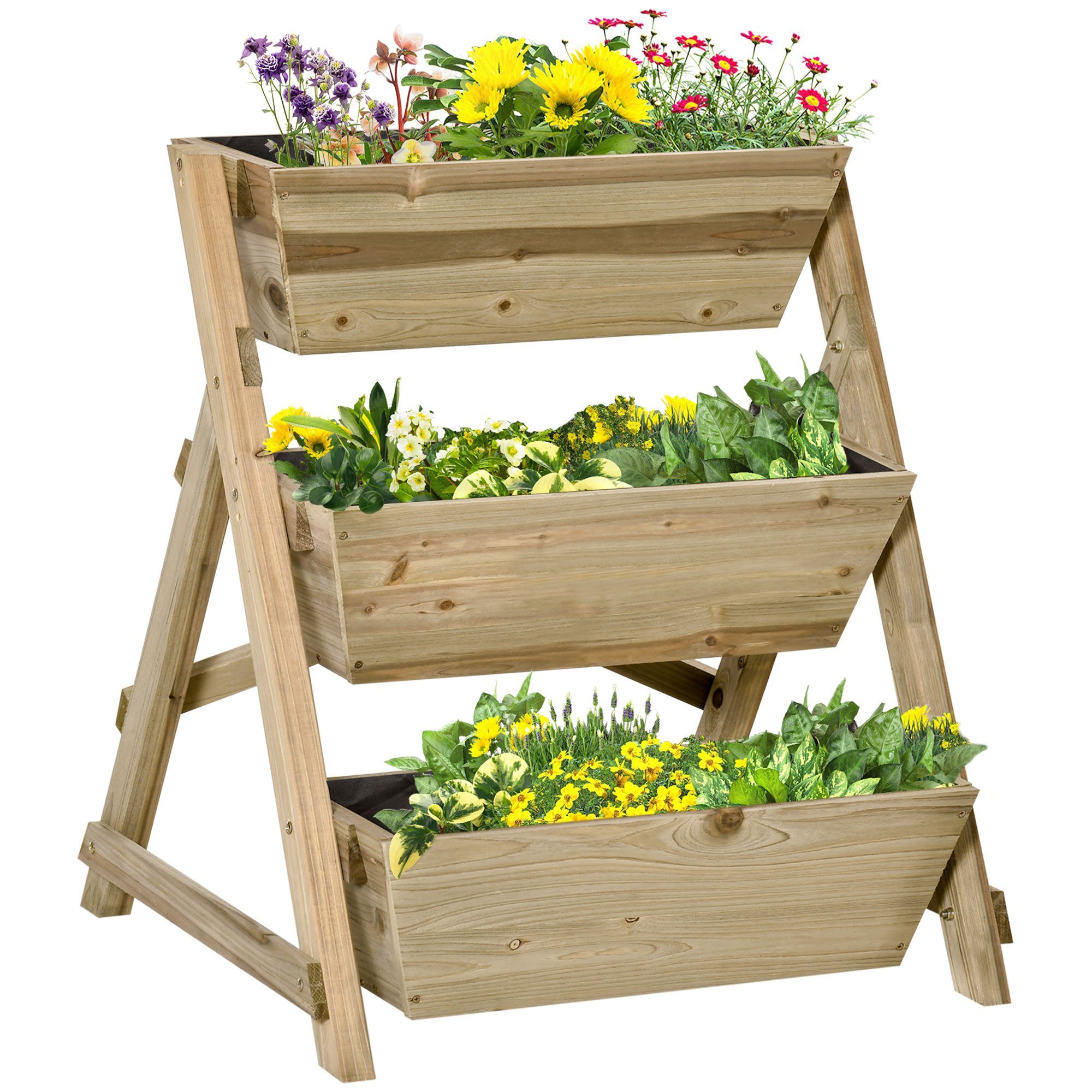 Outsunny Hochbeet Pflanzentreppe, Pflanzregal, Pflanzenständer