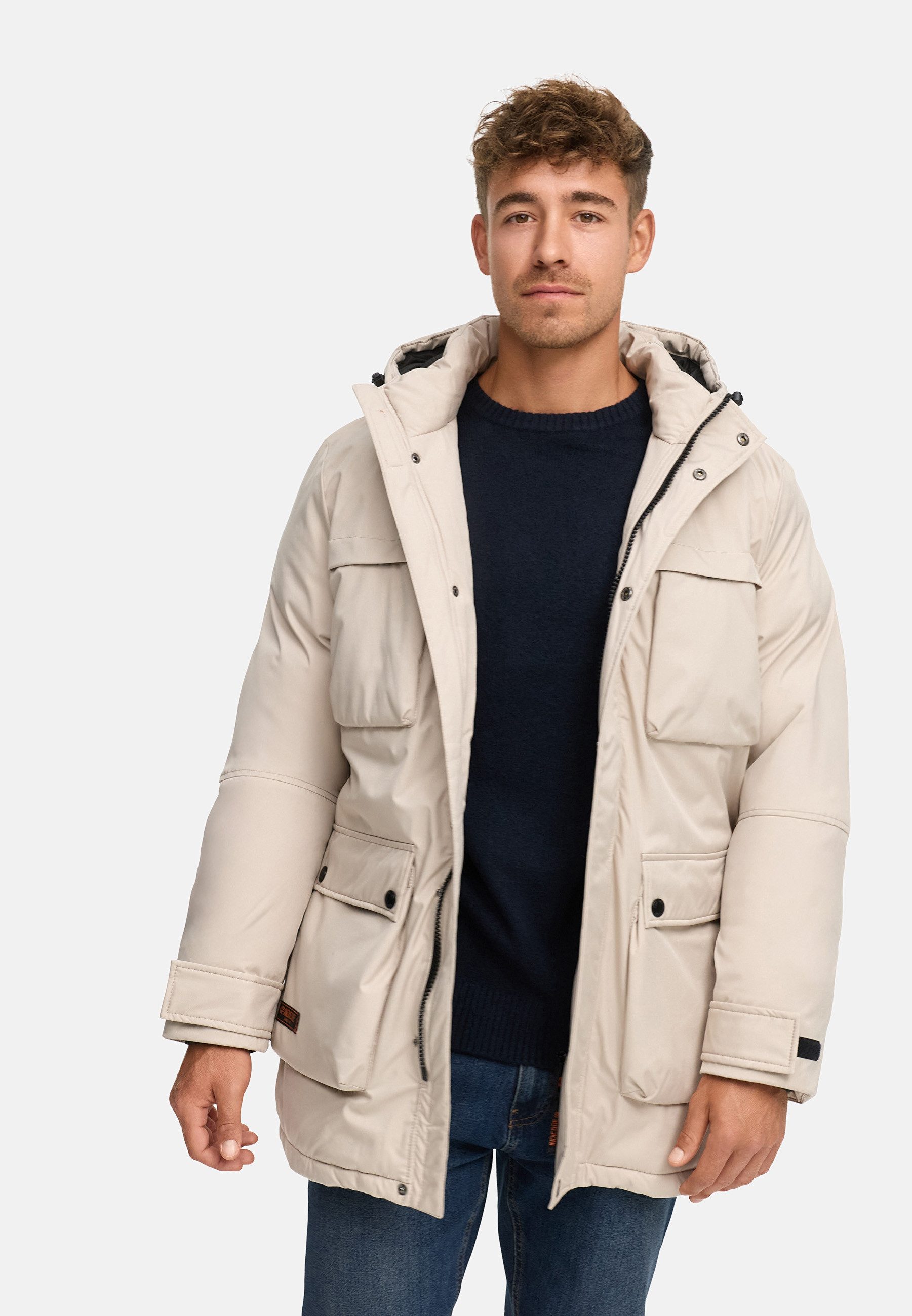 Indicode Parka Herren INTardil Herrenparka Herrenjacke mit Kapuze und Innentaschen