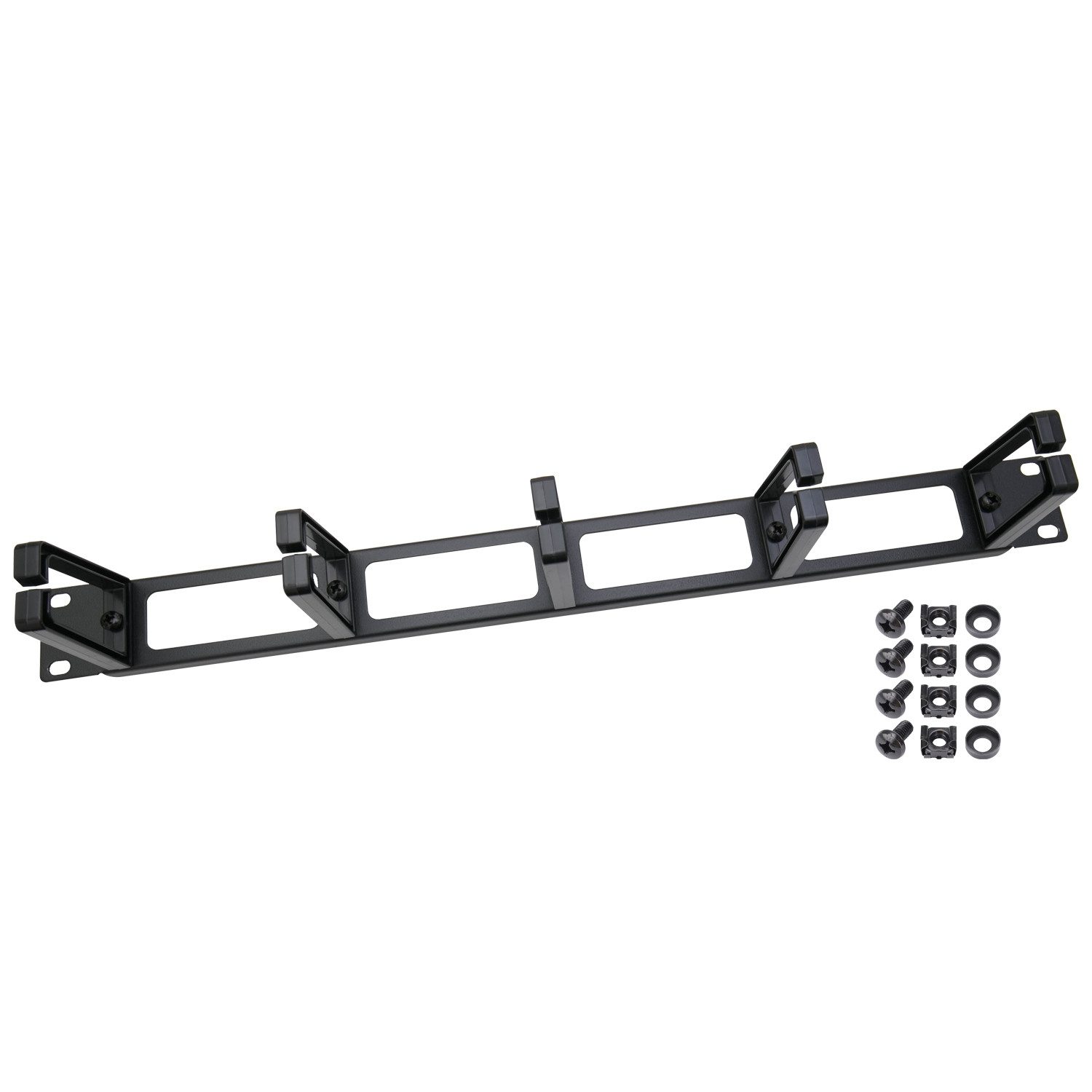HMF Serverschrank Rangierpanel für Serverschrank, 19 Zoll, 1 HE, 5 Führungsbügel, Schwarz