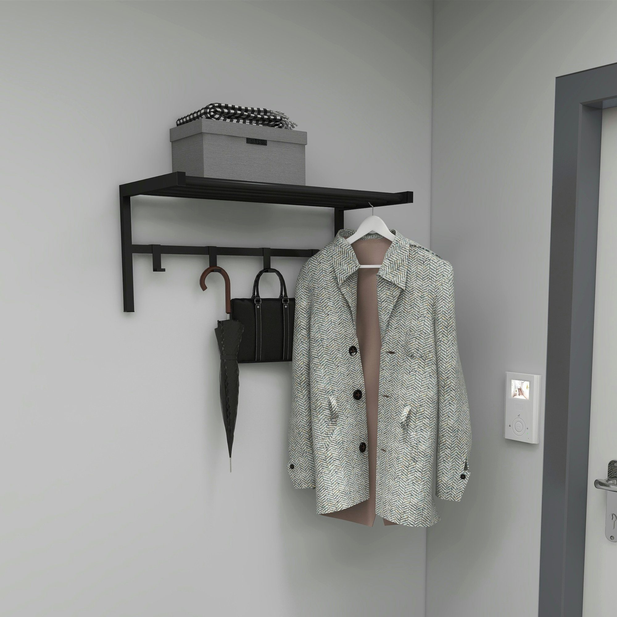 en.casa Wandgarderobe, Tolga Flurgarderobe Metall Schwarz günstig online kaufen