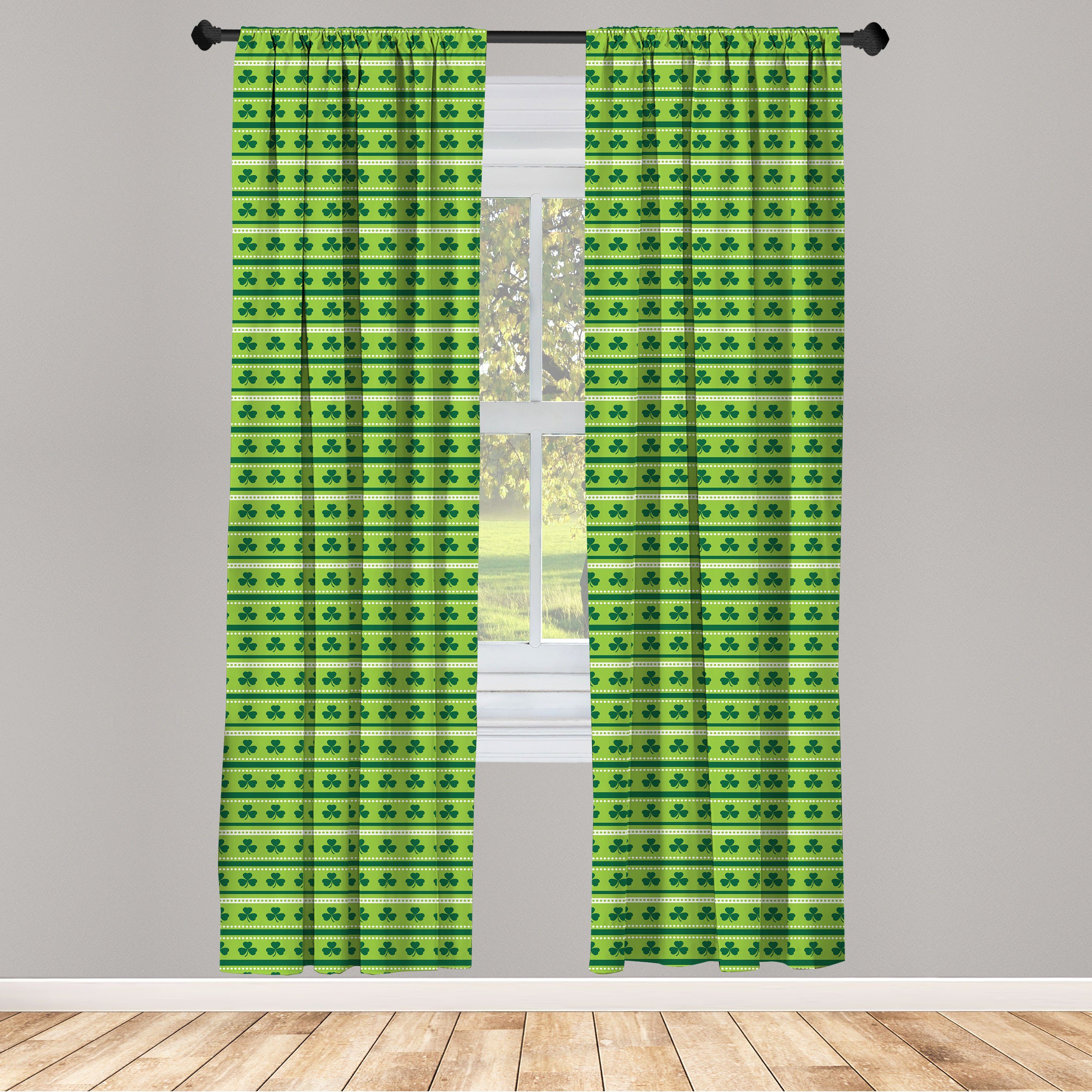 Gardine Vorhang für Wohnzimmer Schlafzimmer Dekor, Abakuhaus, Microfaser, Grün Traditionelle irische Kleeblätter