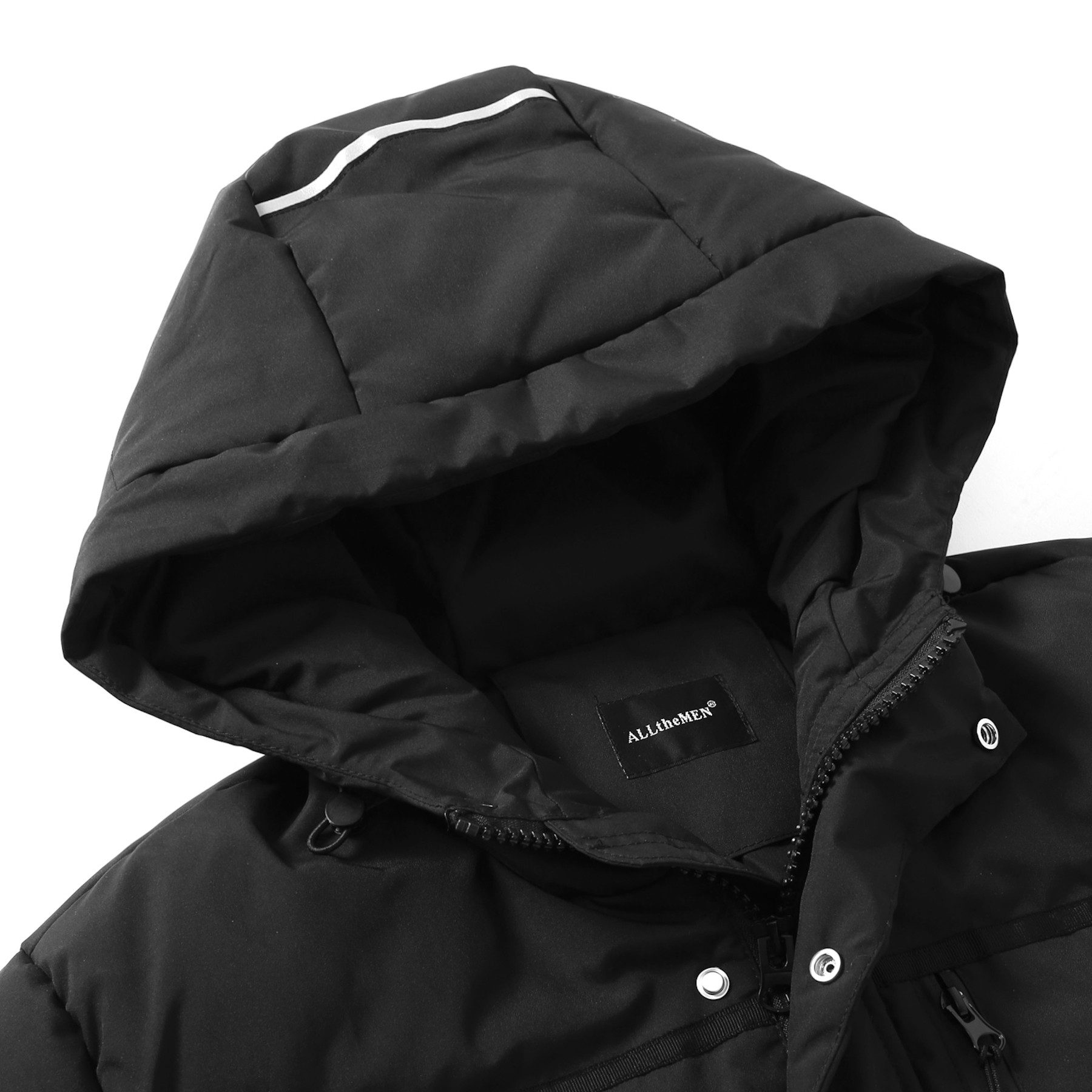 Allthemen Steppmantel mit Kapuze Herren Langmantel warmer Winterparka – Bild 3 von 5