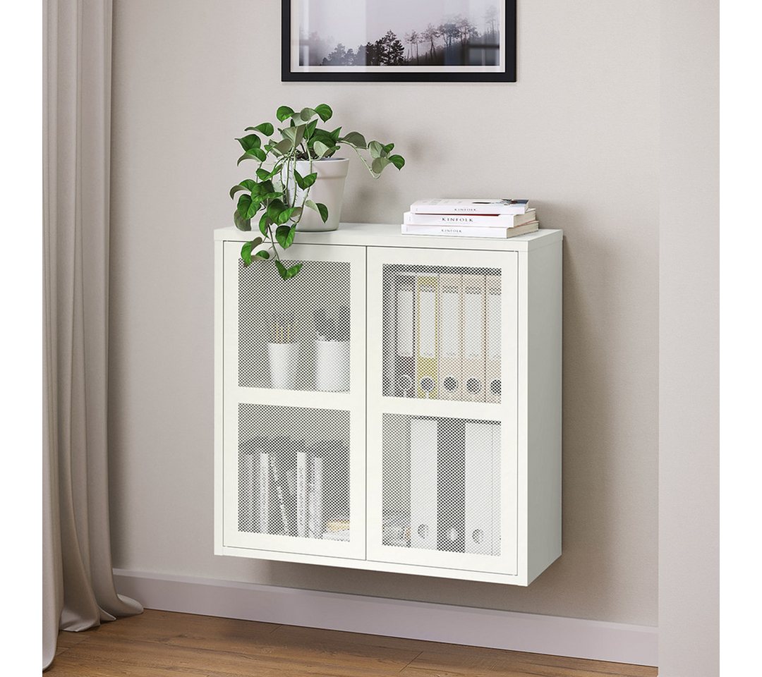 skølm Kommode Zephyr mit Push-to-open-Türen (Weiß, ohne Füße), Metallschrank hängend oder stehend montierbar, Sideboard
