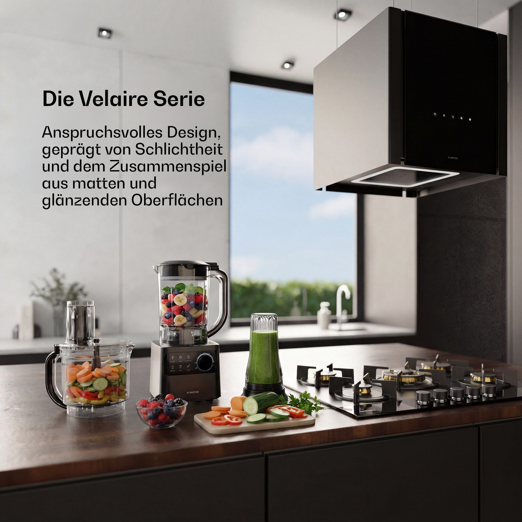 Klarstein Küchenmaschine mit Kochfunktion Velaire Küchenmaschine + Mixer 1200W 2L+1,75L 6 Stufen 6 Programme, 1200 W, Standmixer Knetmaschine Rührgerät mit Touch 6 Programmen Edelstahl