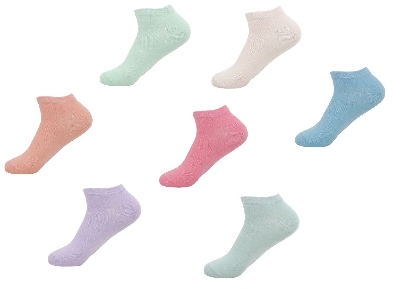 Rungassi Kuschelsocken Damen Sneakersocken Socken 7 Paar perfekte Passform Pastellfarben