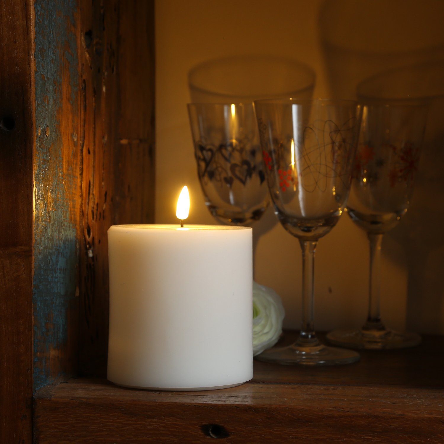 Deluxe Homeart LED-Kerze Mia Deluxe Echtwachs flackernd Wachsspiegel H: 10c günstig online kaufen