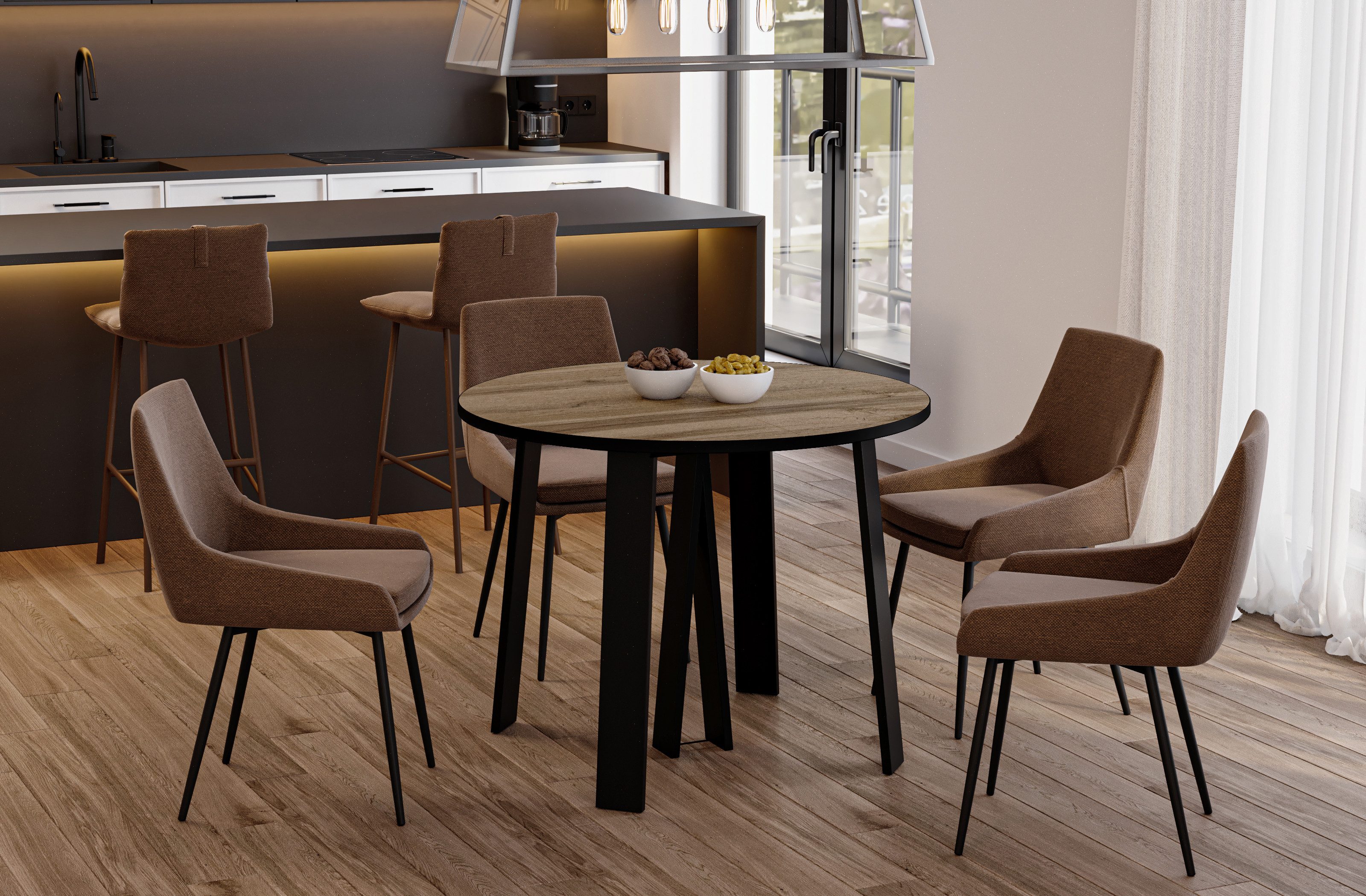 Endo-Moebel Esstisch XXL "Mars" 100-312cm ausziehbar, runder erweiterbarer günstig online kaufen