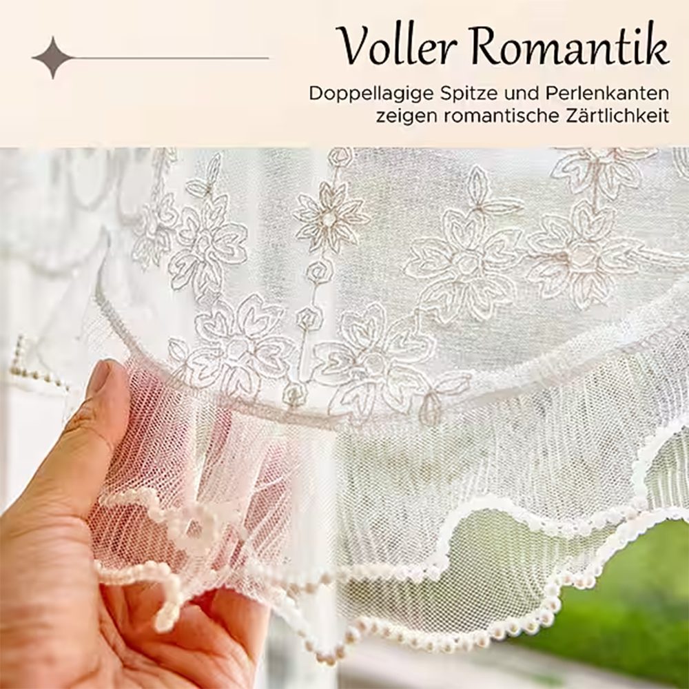 Agger Scheibengardine Vintage-Spitzenvorhänge,Gardine Kurzgardine,Stangendurchzug, transparent, Polyester, geeignet für Küche, Schlafzimmer