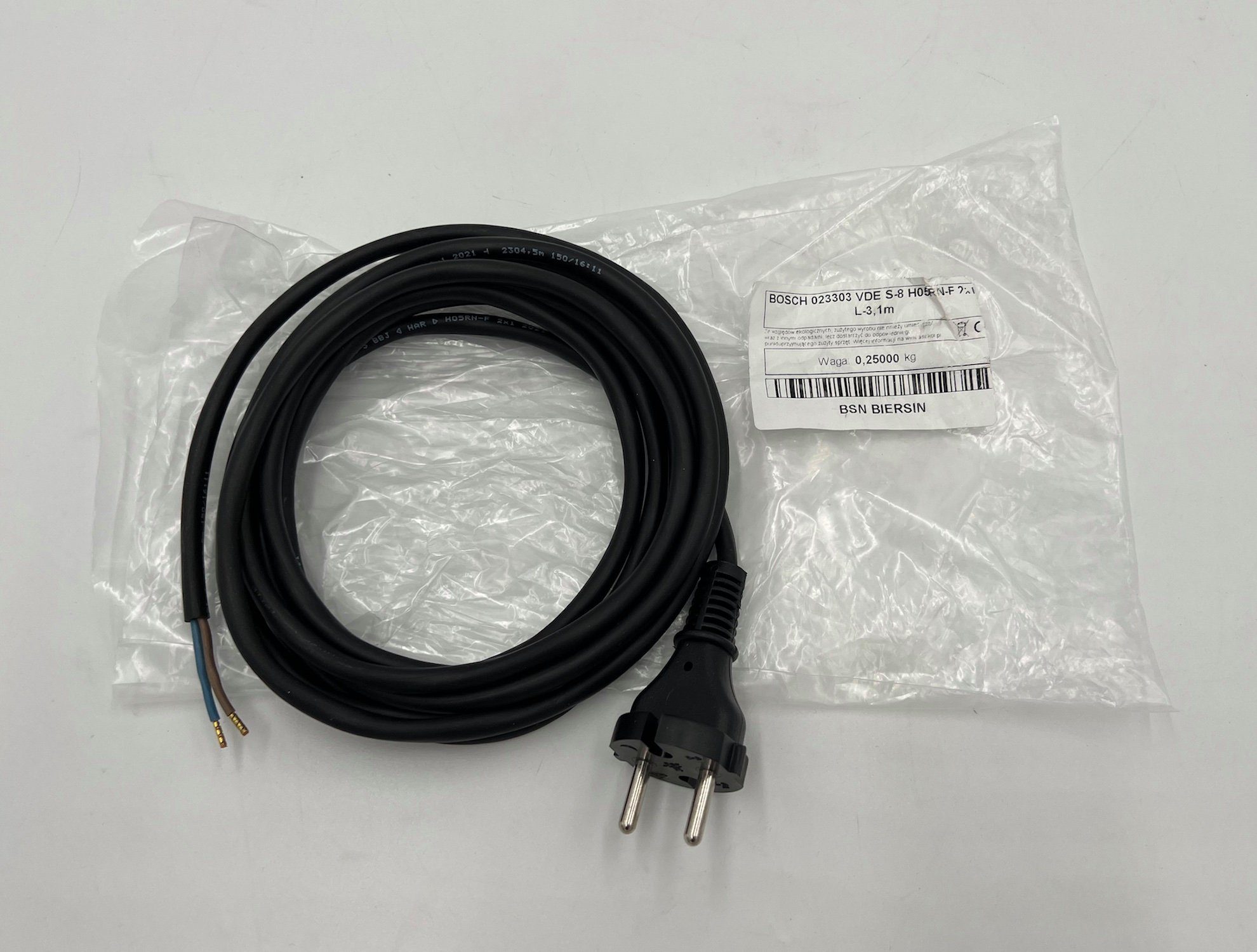 BOSCH Netzanschlussleitung 2x1,0mm H05 3,1m F01L2BH005 Verlängerungskabel