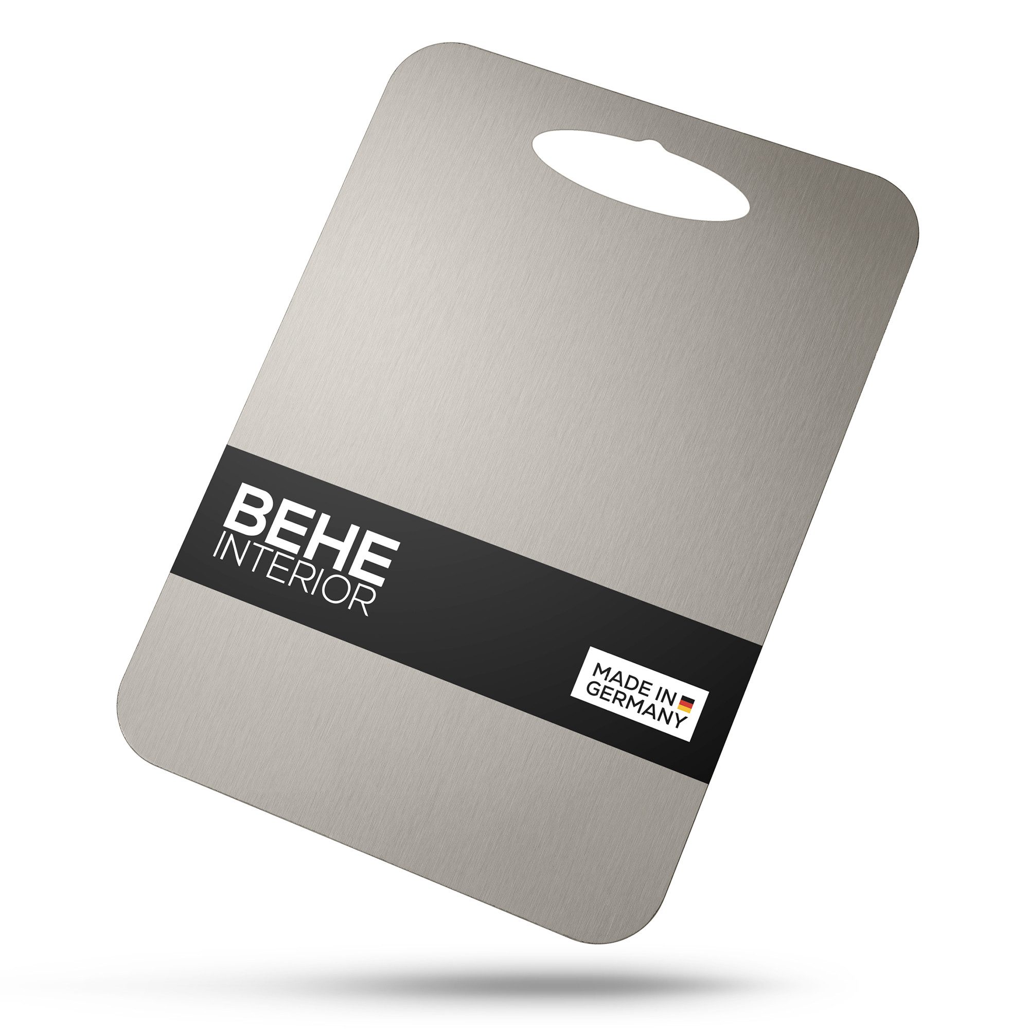 BEHE Interior Schneidebrett Edelstahl Schneidebrett Set - Rutschfest, hygienisches Frühstücksbrett, mit Griff, (1-St), Rutschfeste, selbstklebende Gummigleiter schützen Arbeitsfläche
