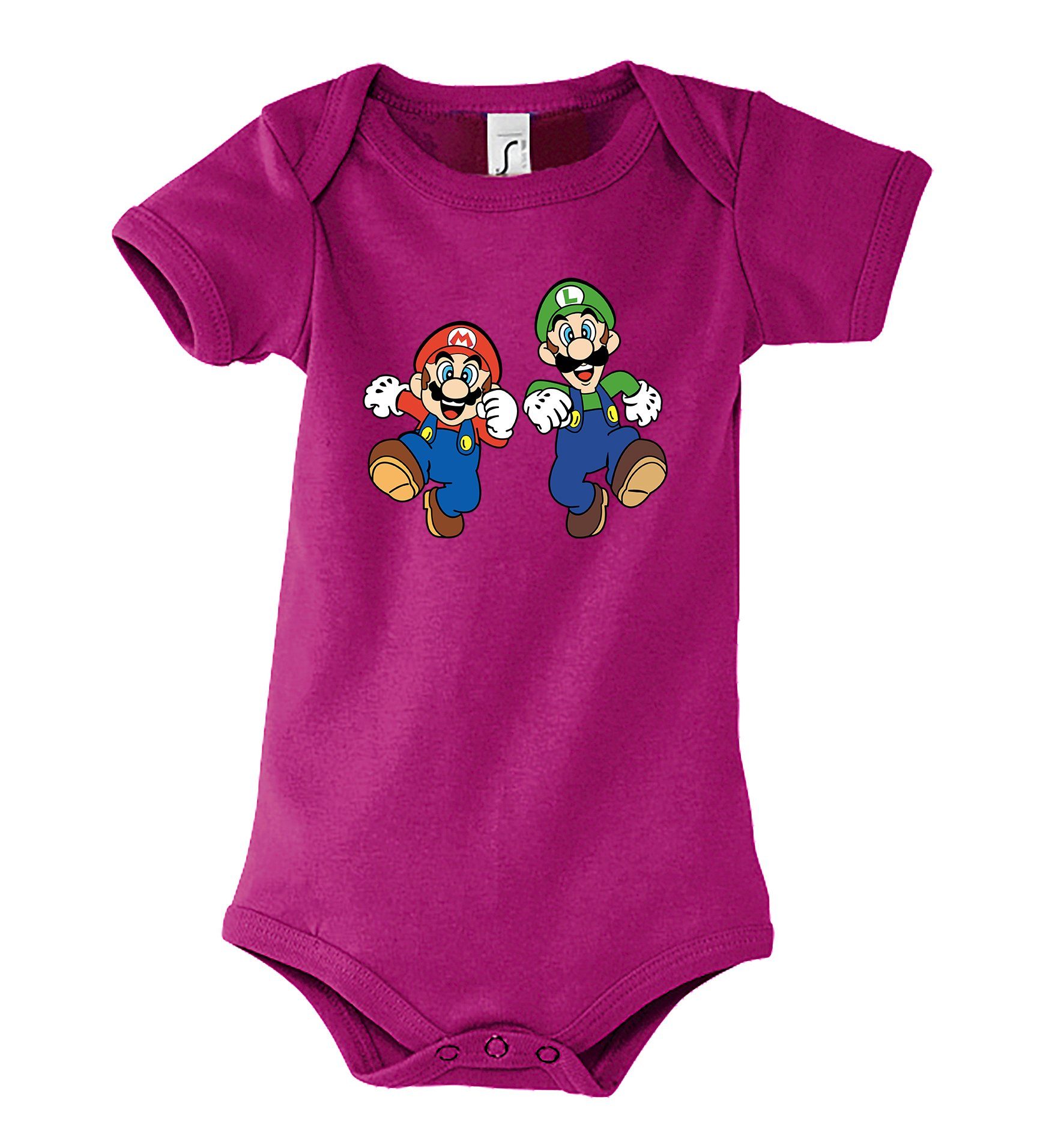 Fuchsia Frontprint Luigi Mit Designz niedlichem Baby Mario Body Youth Strampler & Kurzarmbody