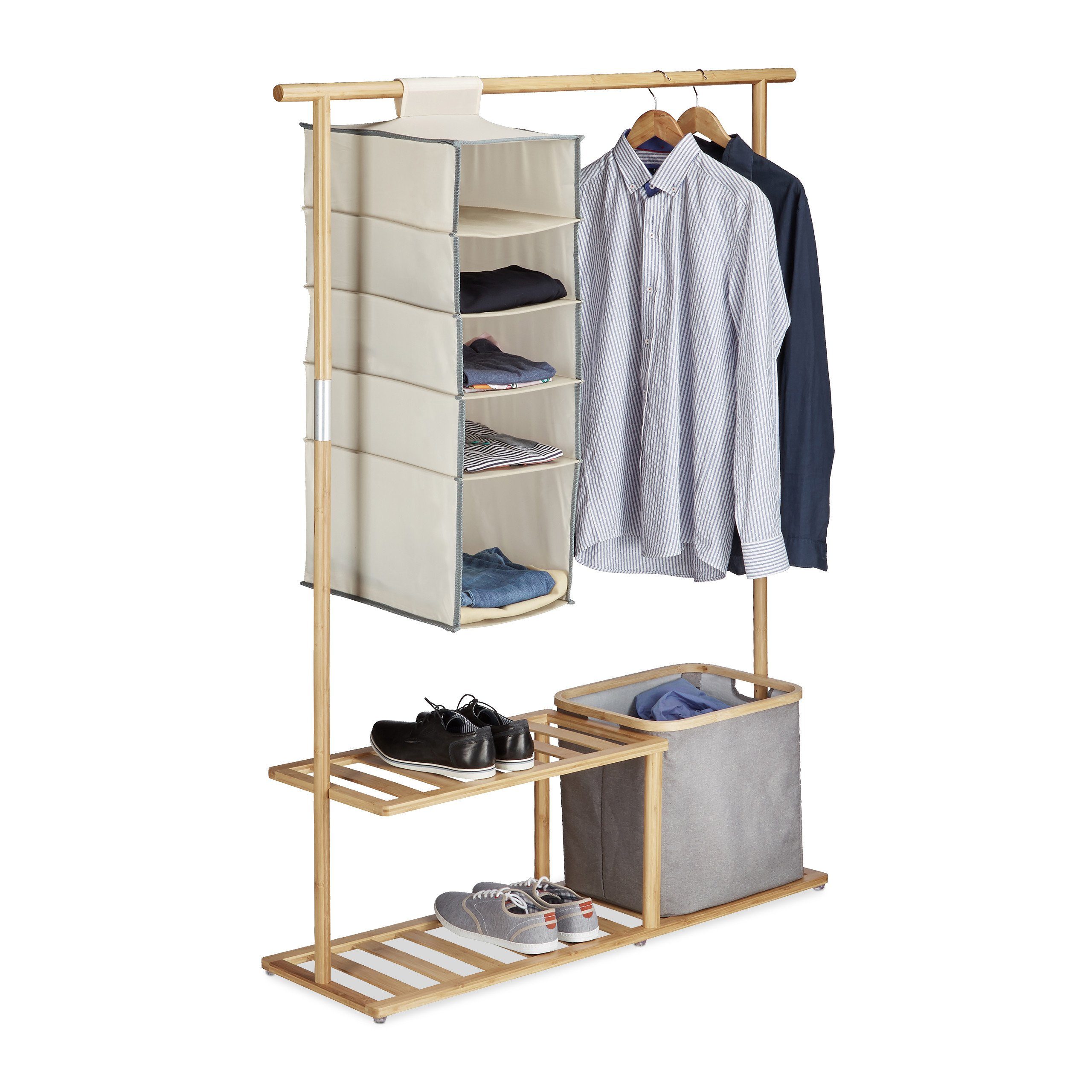 relaxdays Garderobenständer »Garderobenständer Bambus mit Ablage