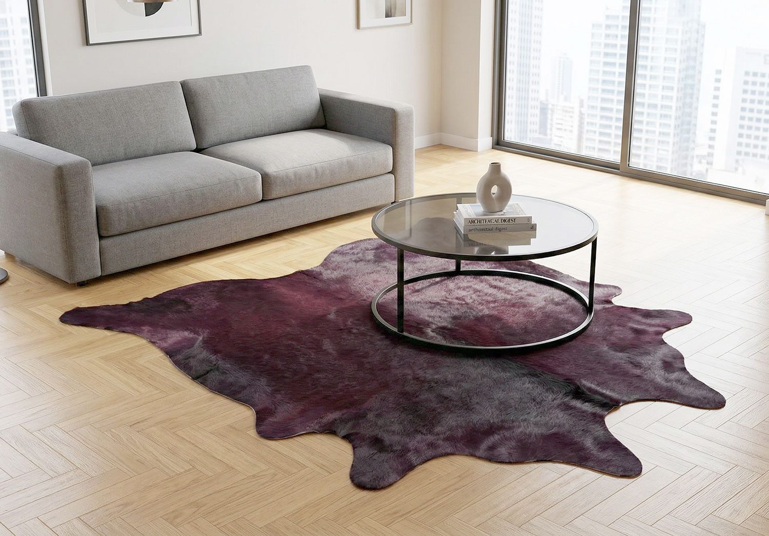 KUHFELL online & NOMAD Fellteppich KUHFELL STIERFELL BLAU PINK ROT GRÜN SCHWARZ ORANGE GELB GEFÄRBT